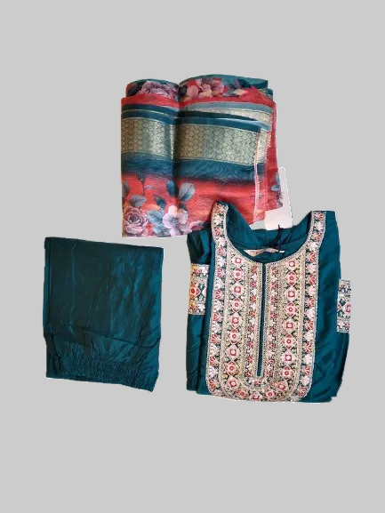 DarkGreen color - 3 piece kurti set