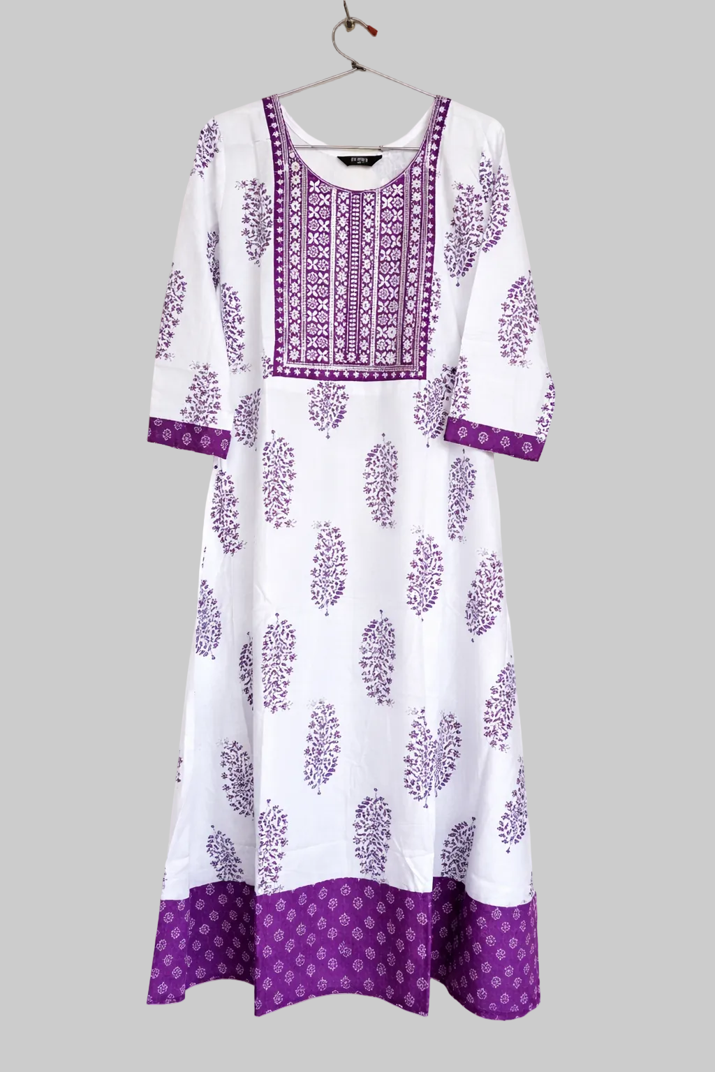 White and purple Designer Panel Cut umbrella kurti
