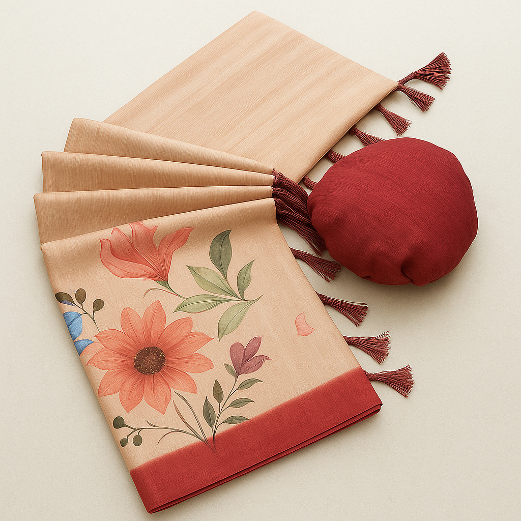 Smooth silk pink saree