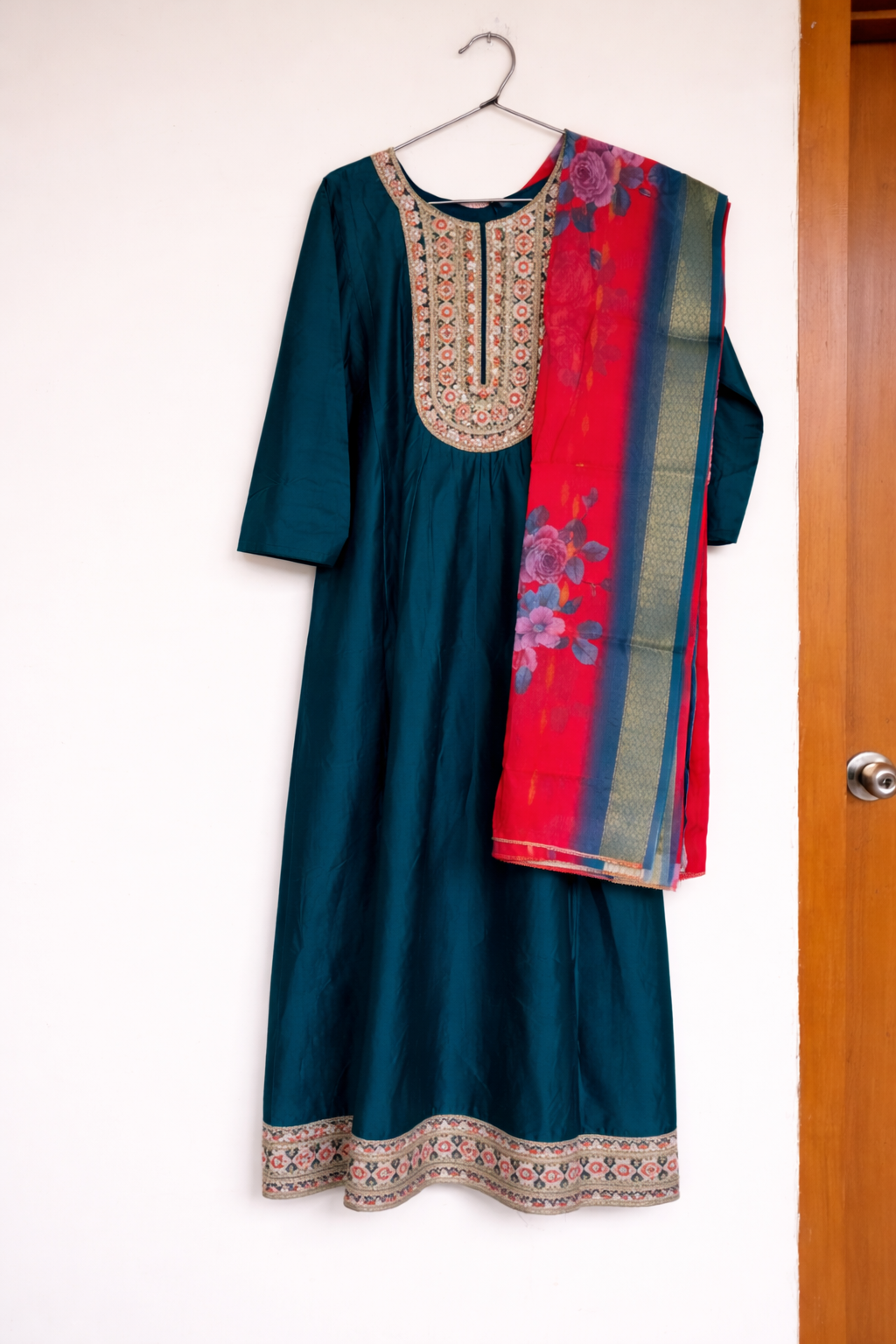 DarkGreen color - 3 piece kurti set
