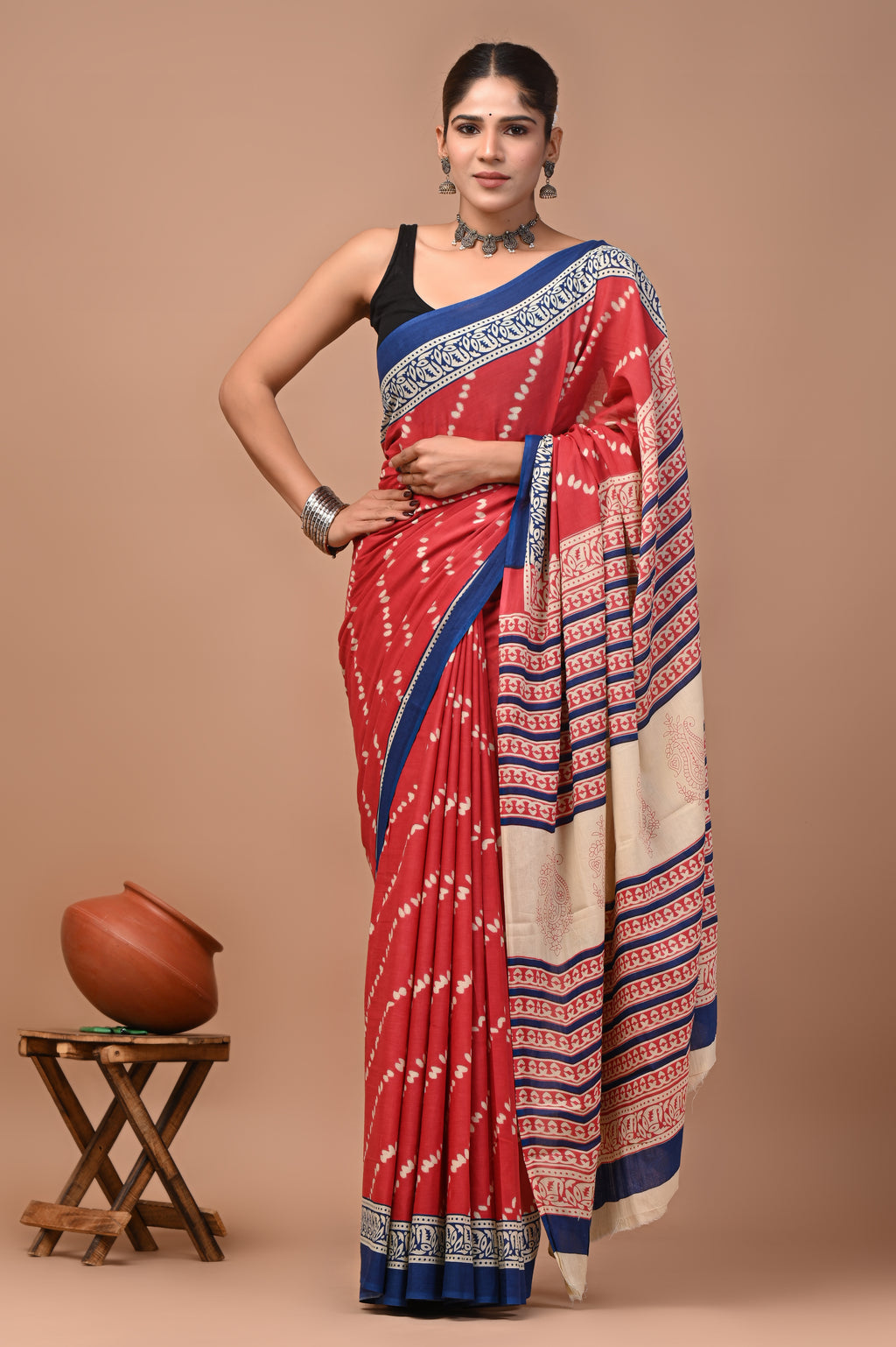 Mulmul Cotton – Deep crimson