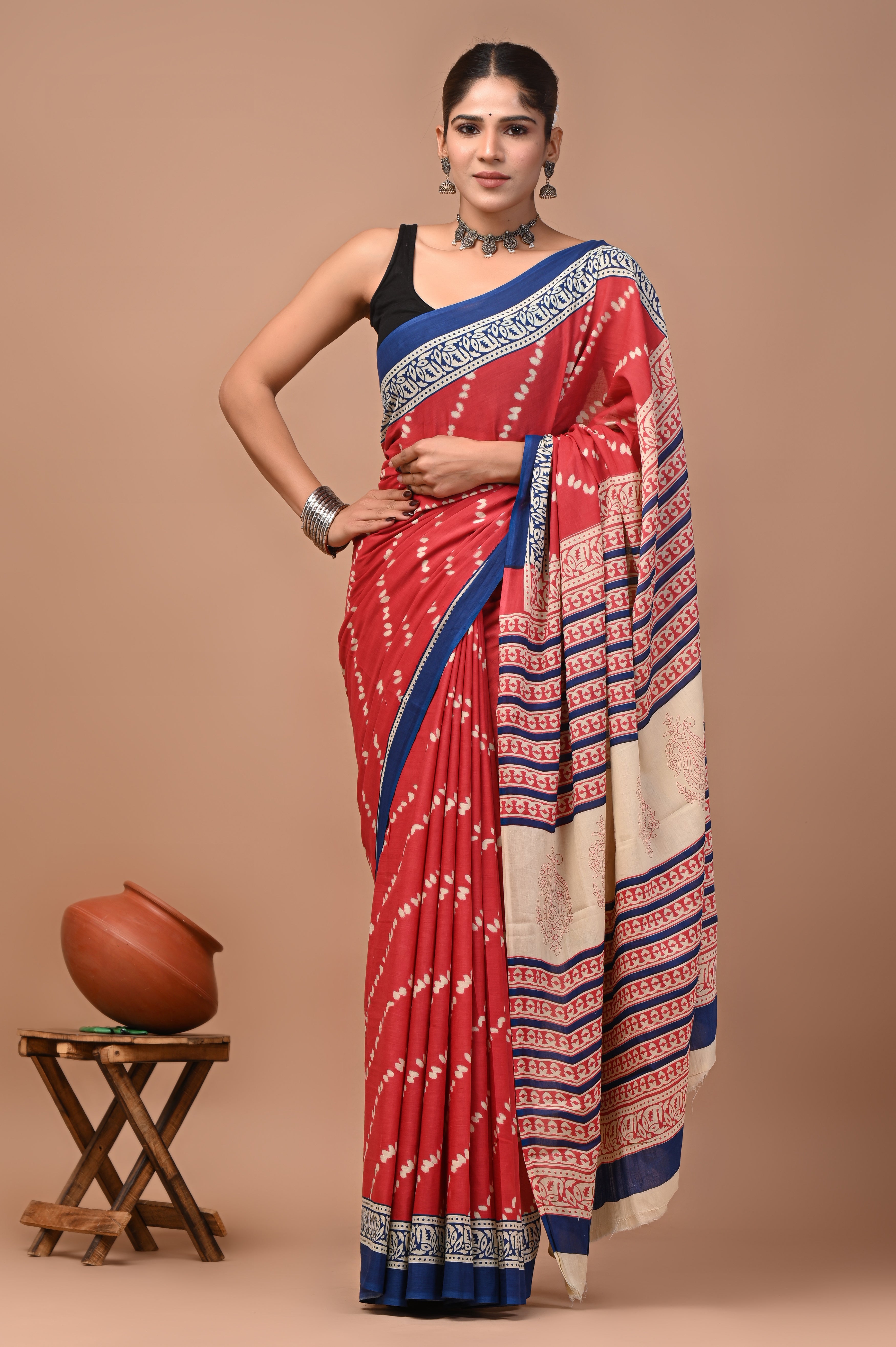 Mulmul Cotton – Deep crimson