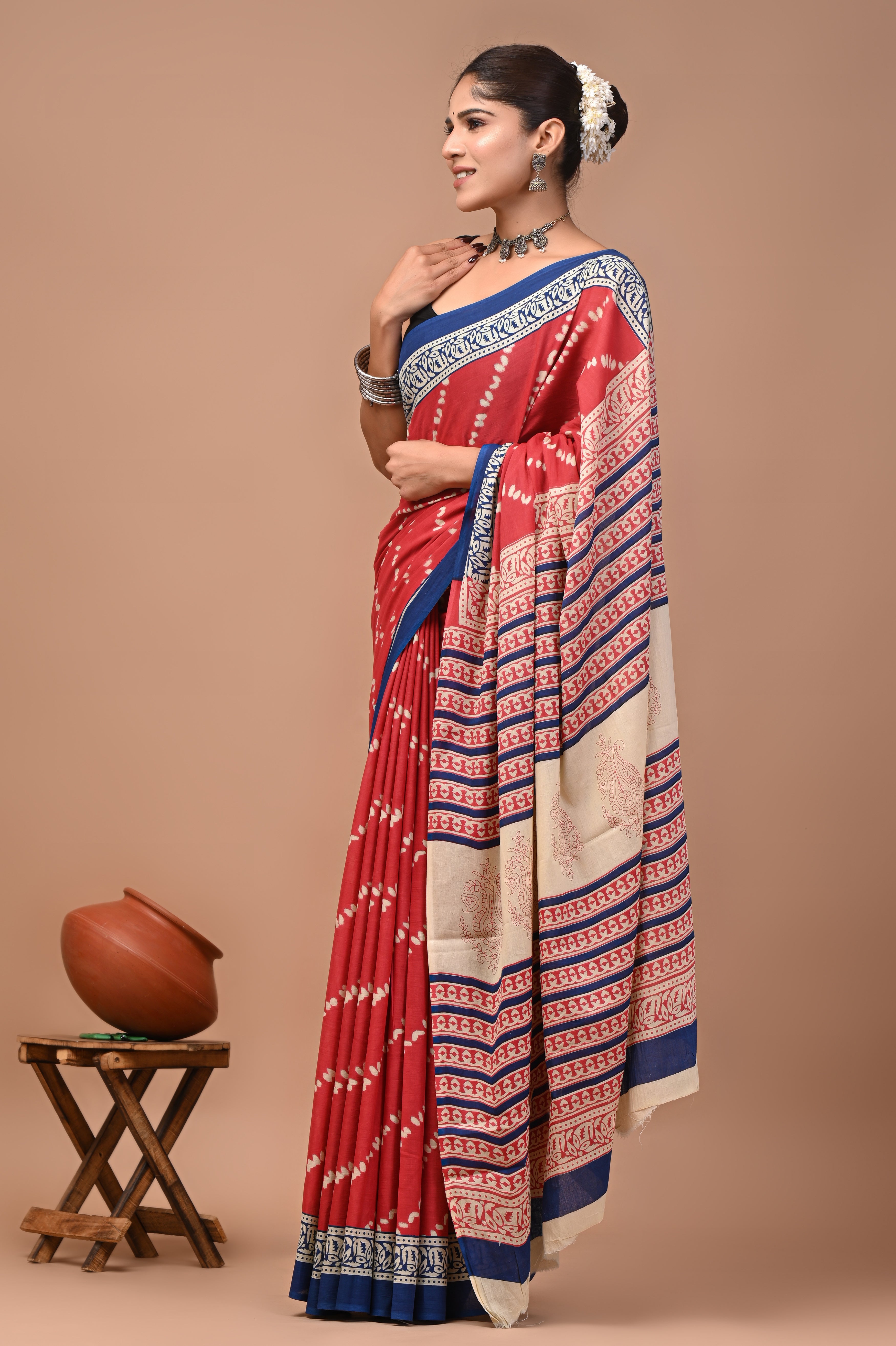 Mulmul Cotton – Deep crimson
