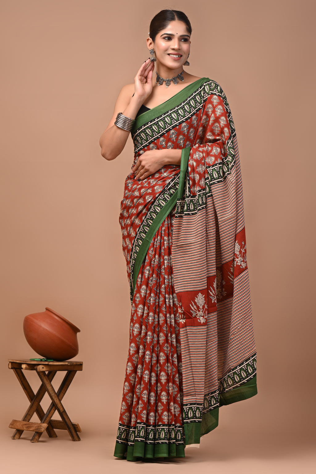 Mulmul Cotton – Dark maroon