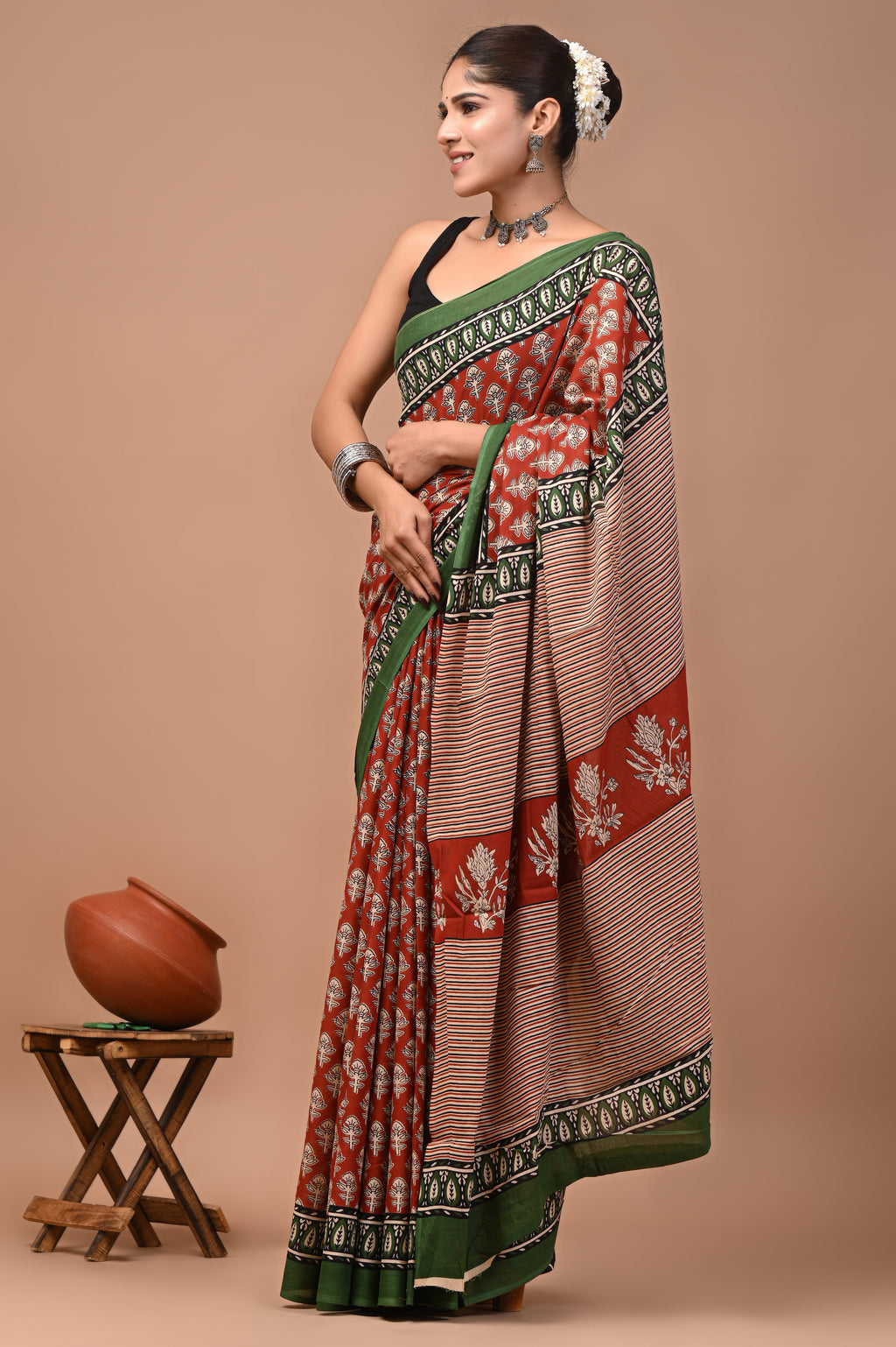 Mulmul Cotton – Dark maroon