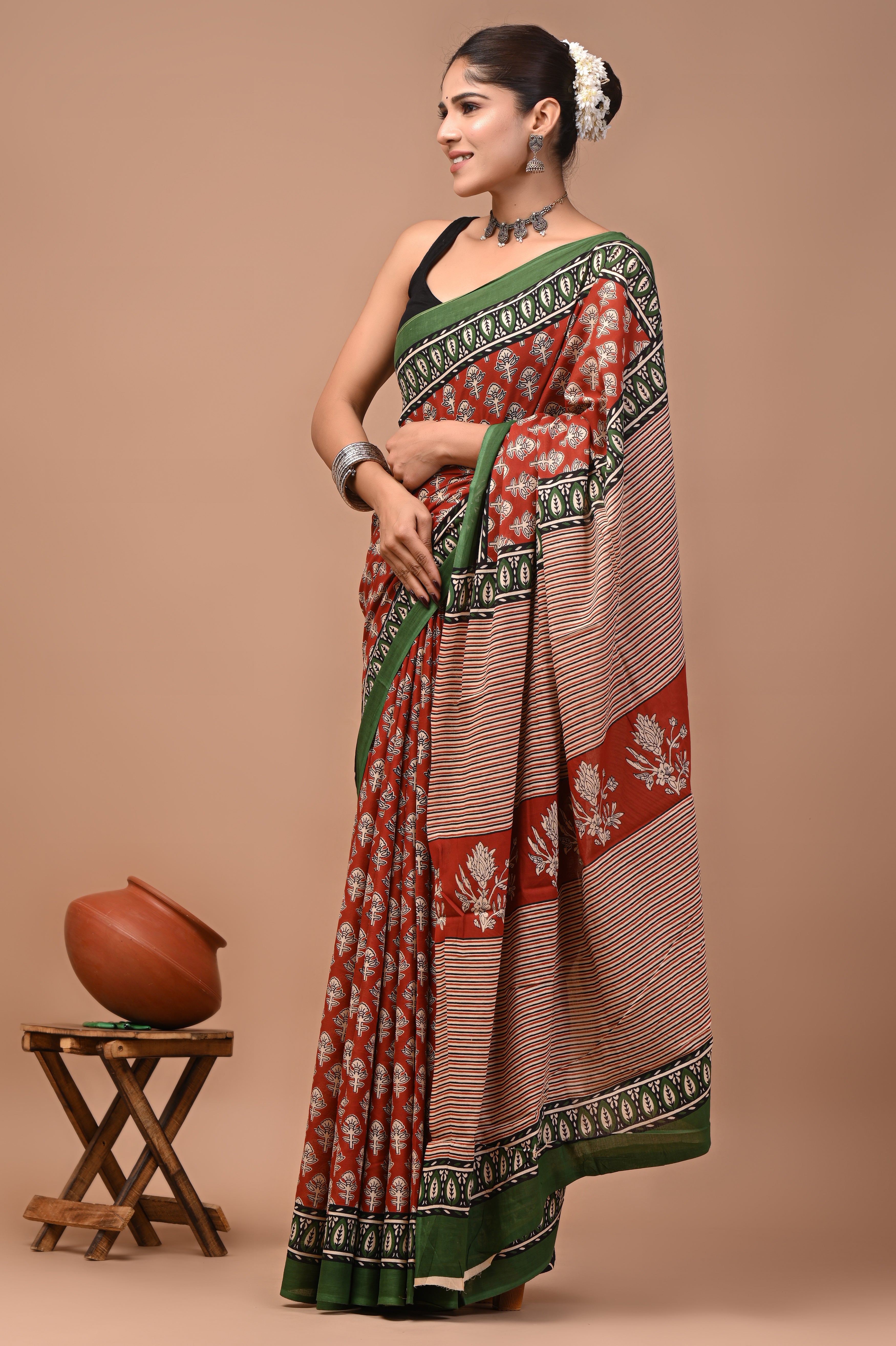 Mulmul Cotton – Dark maroon