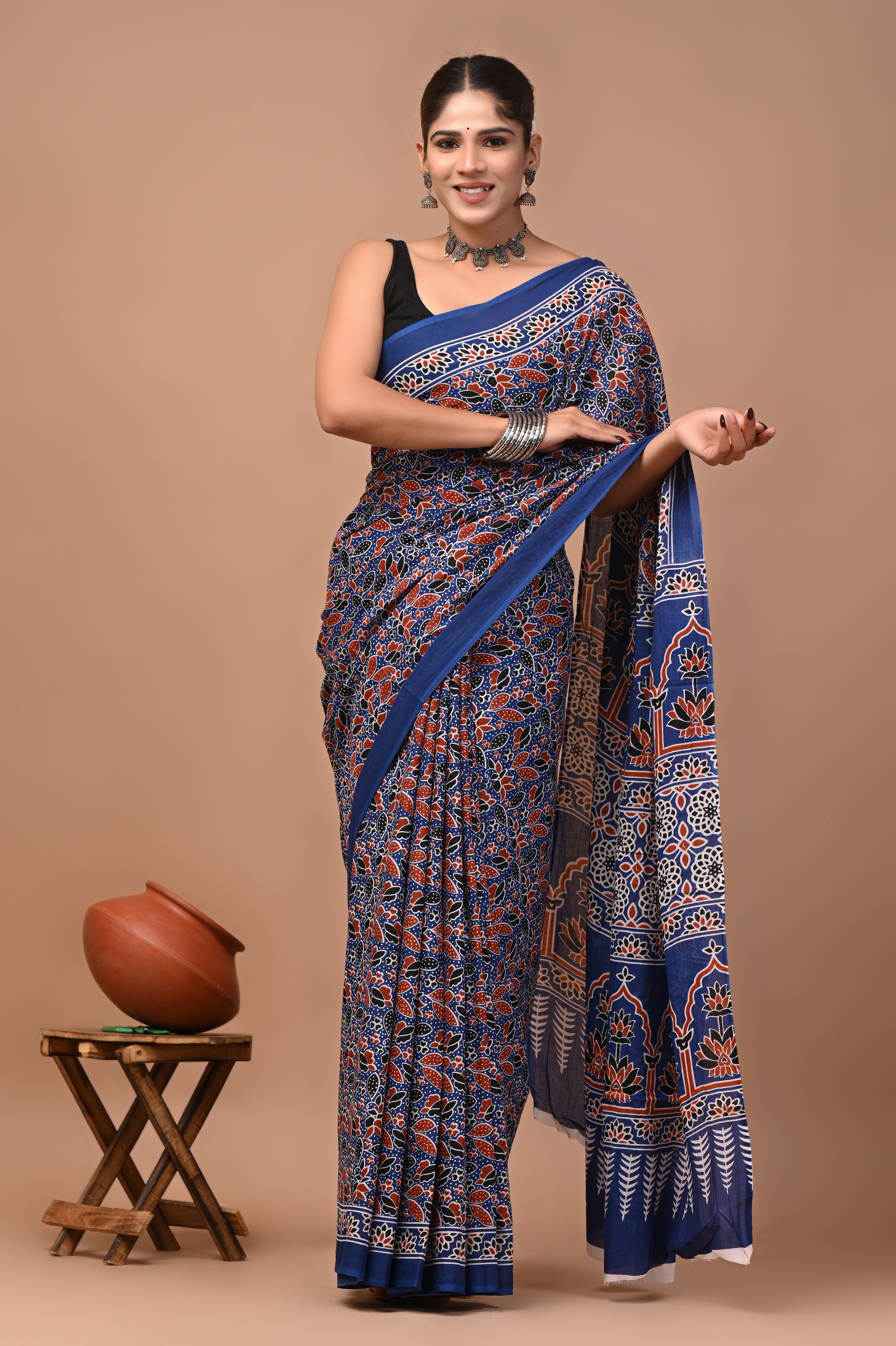 Mulmul Cotton – Dark navy blue