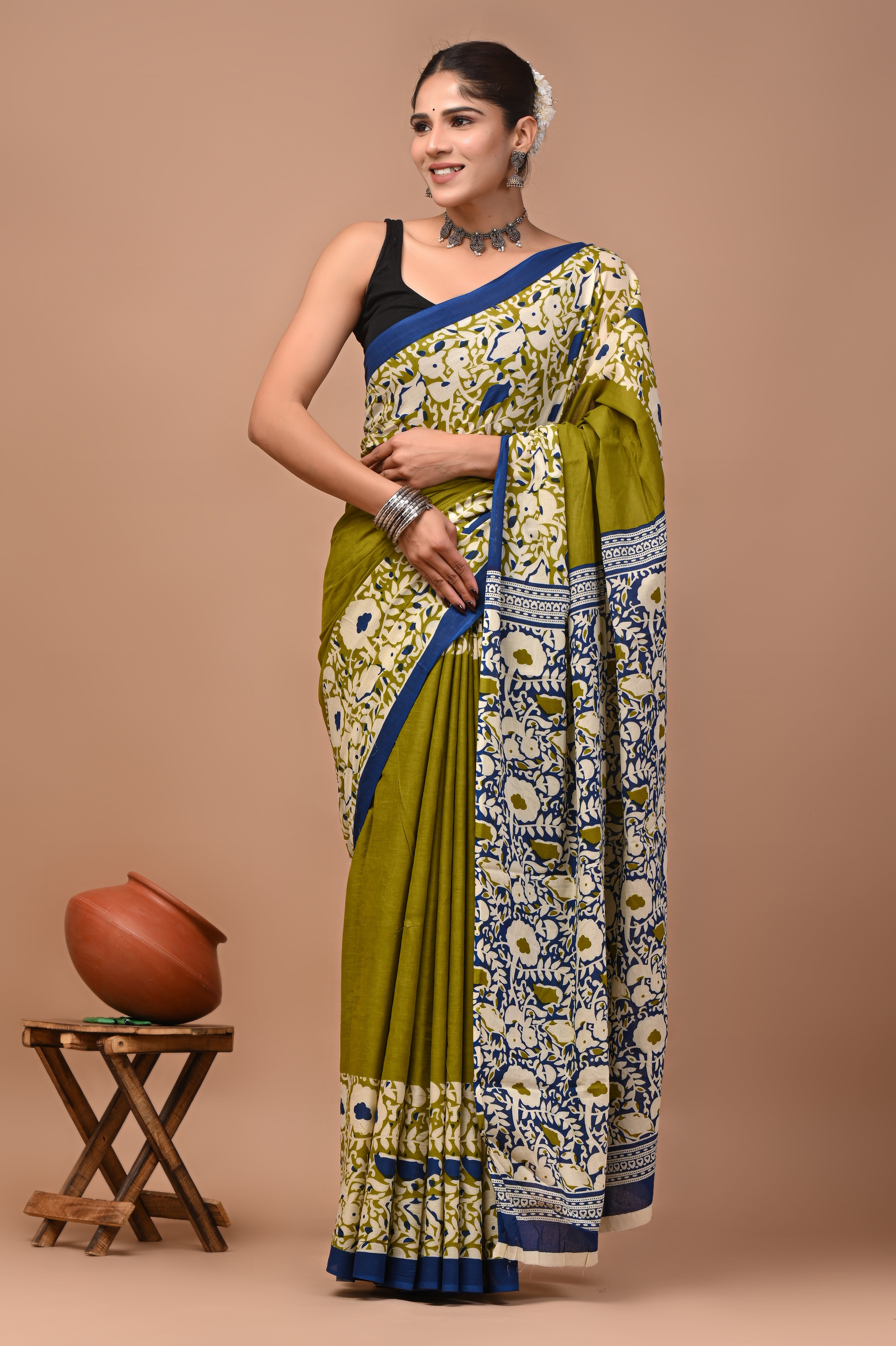 Mulmul Cotton – Dark olive gold