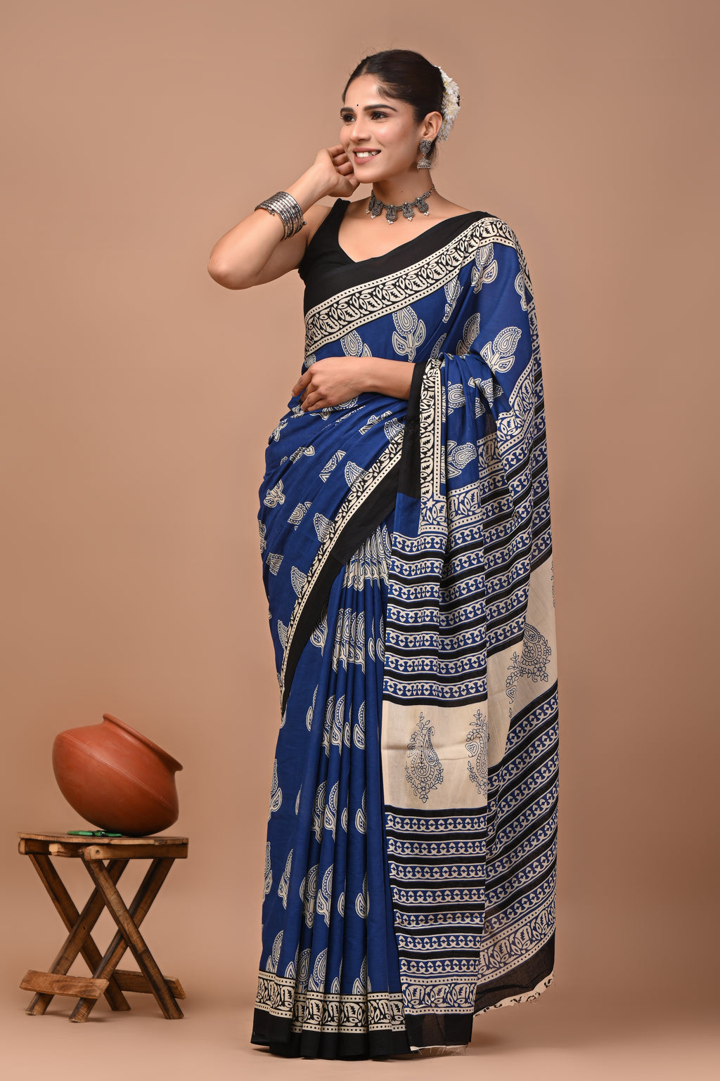 Mulmul Cotton – Deep royal blue