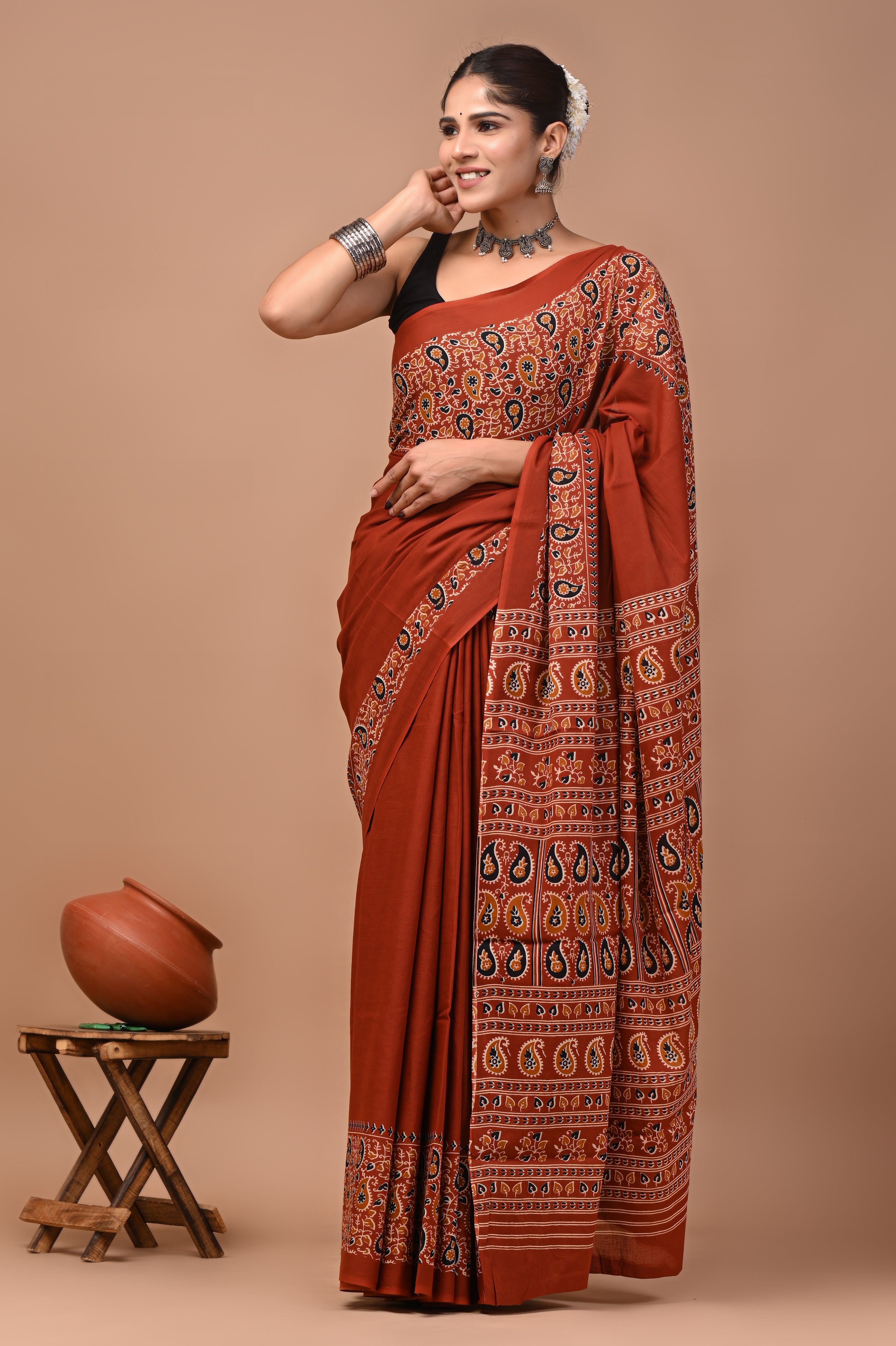 Mulmul Cotton – Burnt red