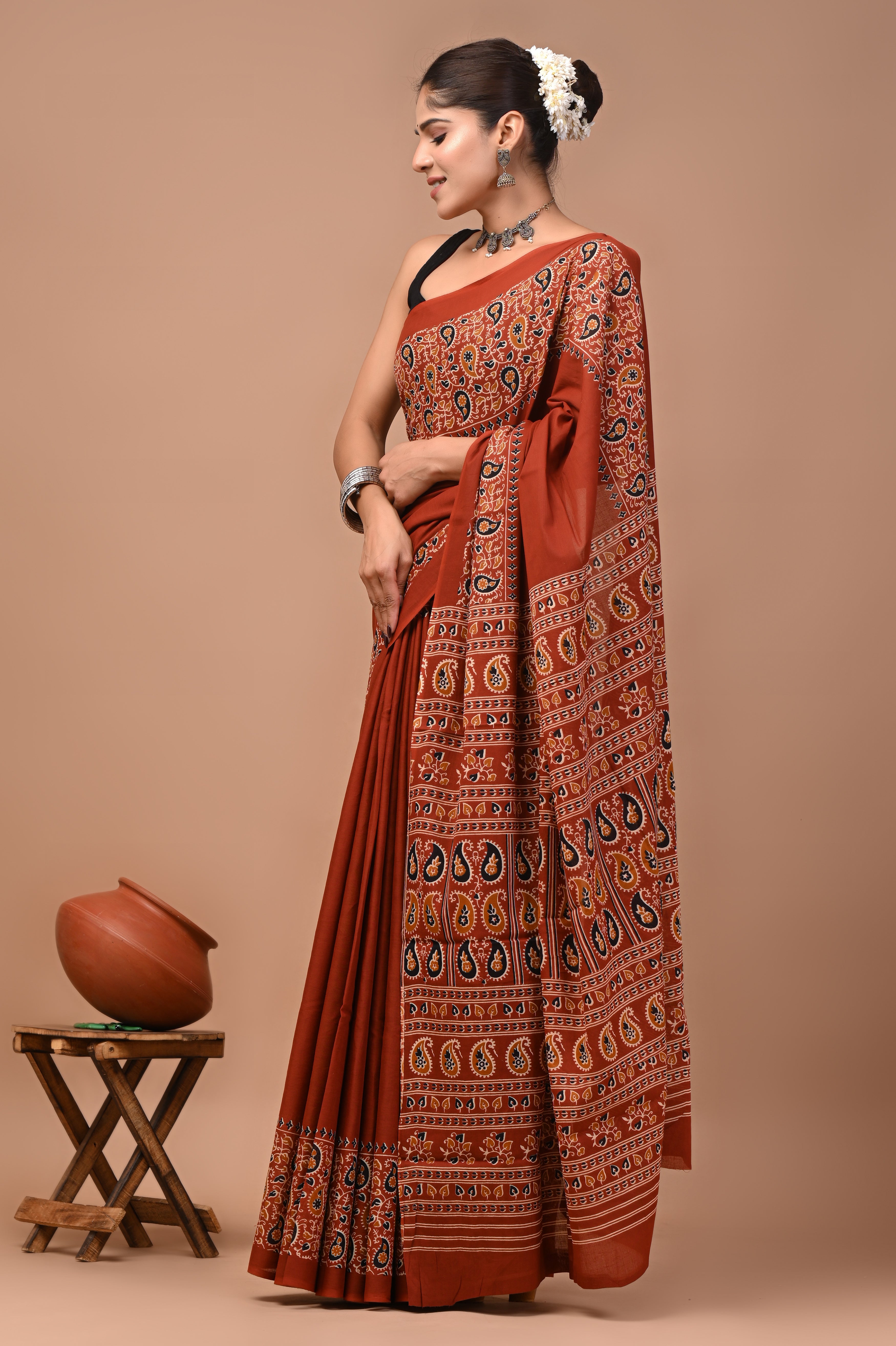 Mulmul Cotton – Burnt red