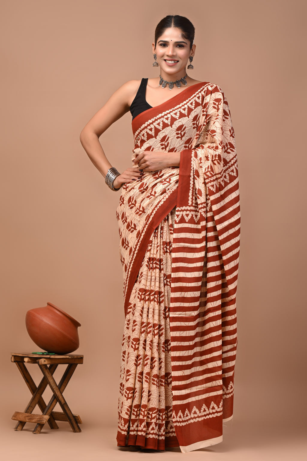 Mulmul Cotton – Warm terracotta red