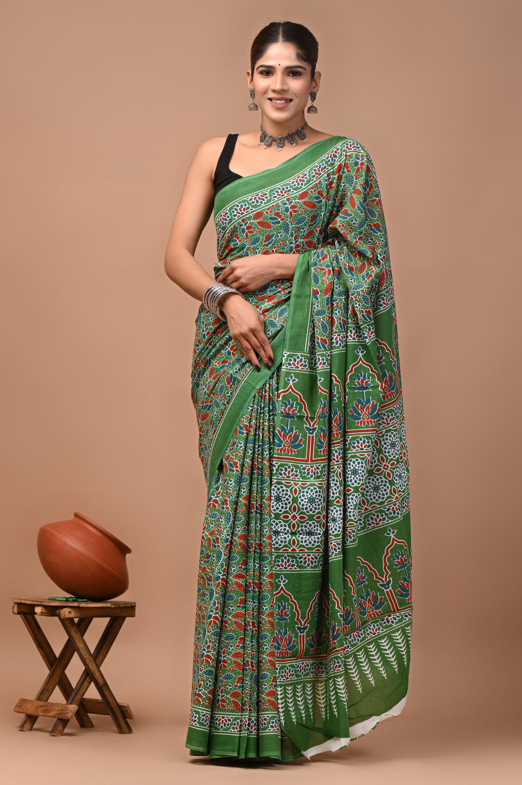 Mulmul Cotton – Deep forest green