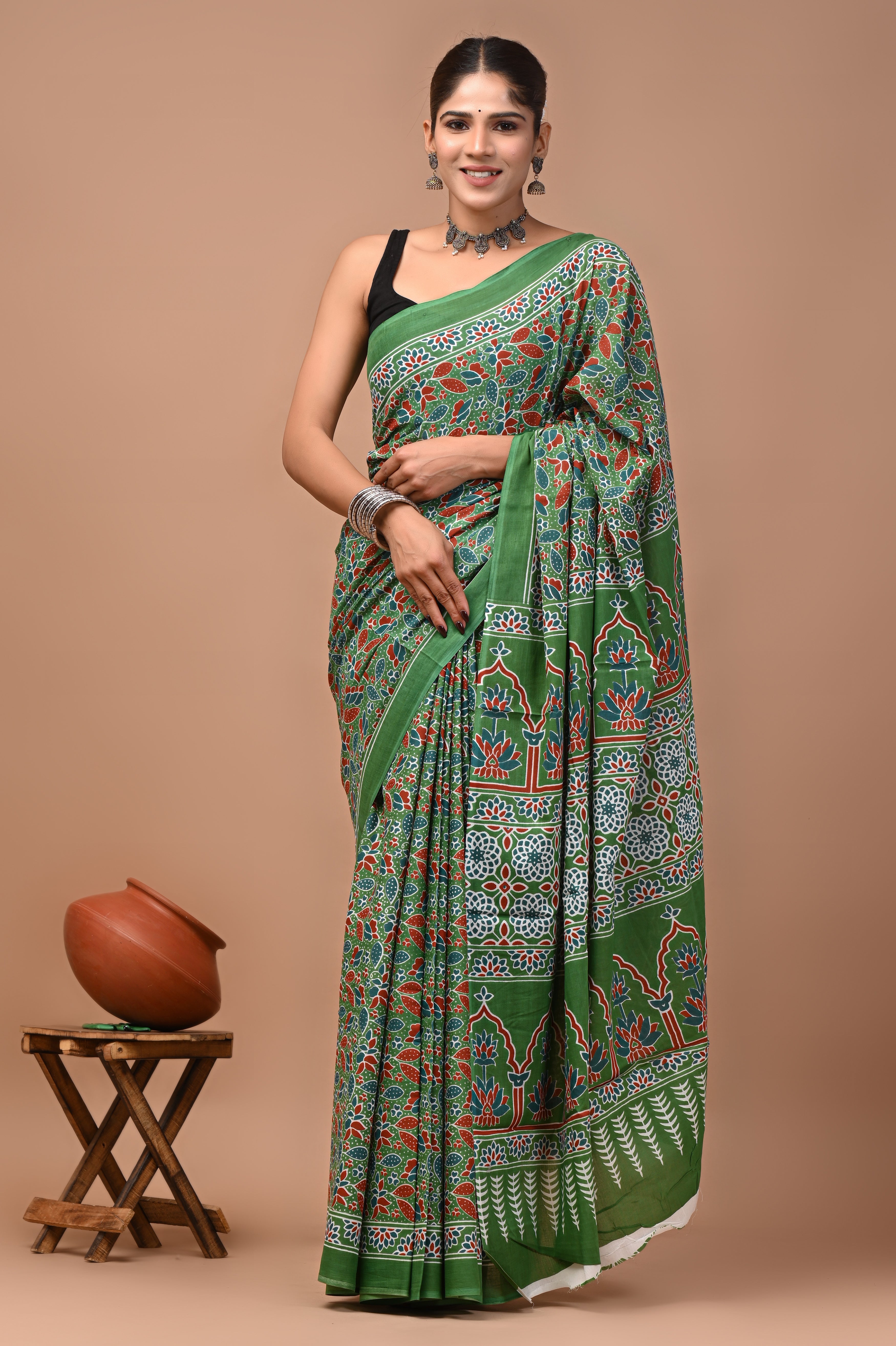 Mulmul Cotton – Deep forest green