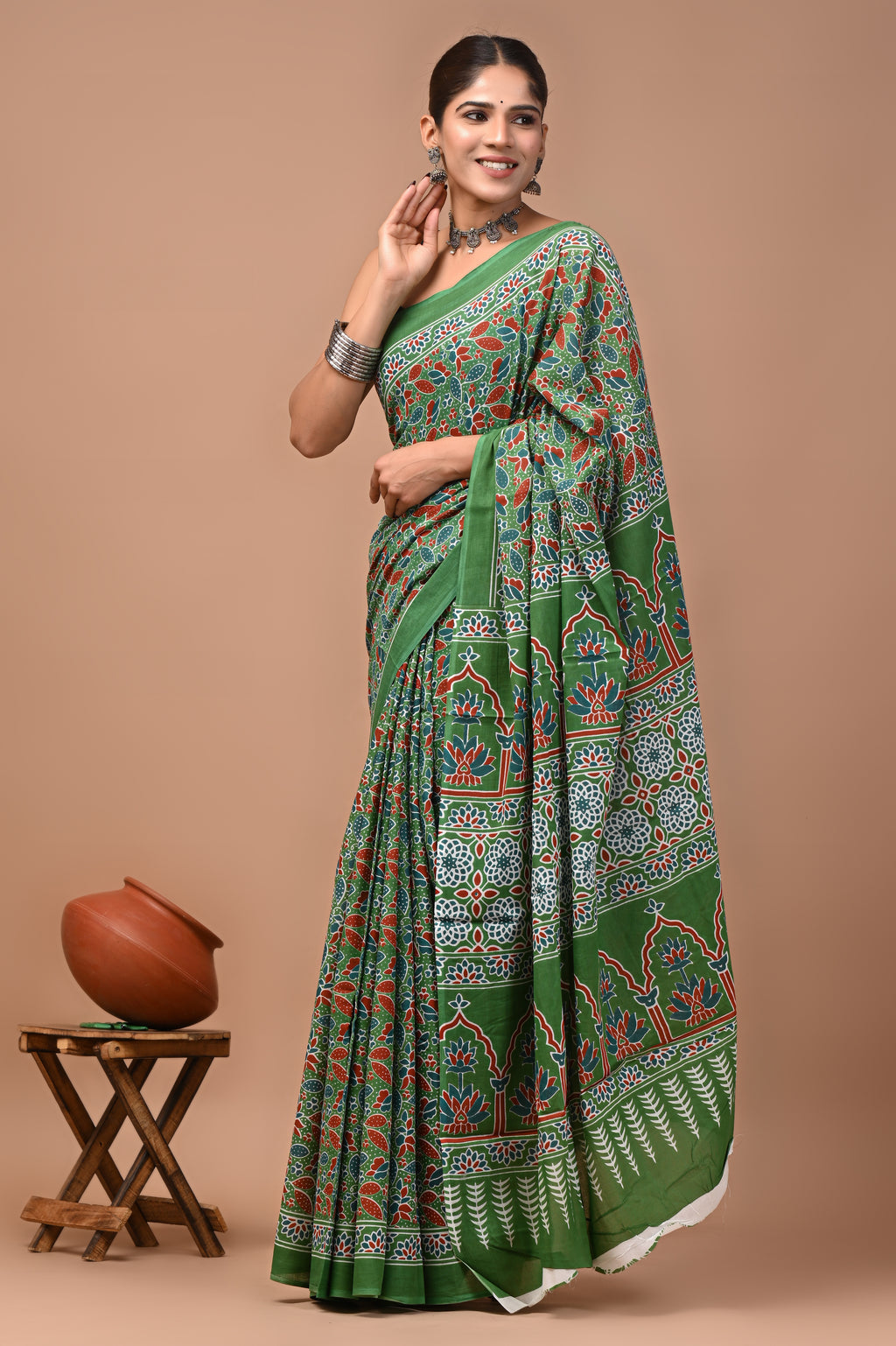Mulmul Cotton – Deep forest green