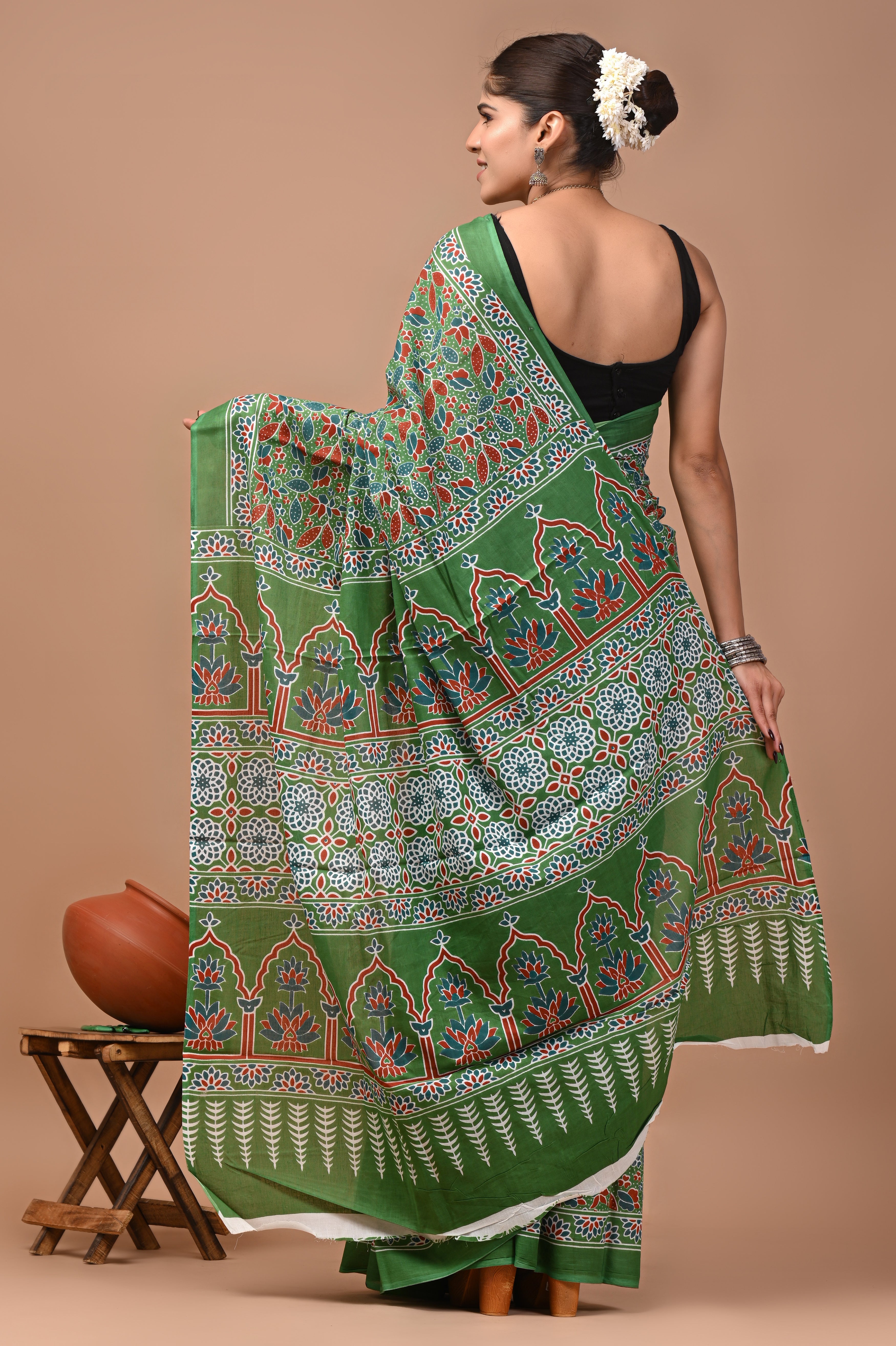 Mulmul Cotton – Deep forest green
