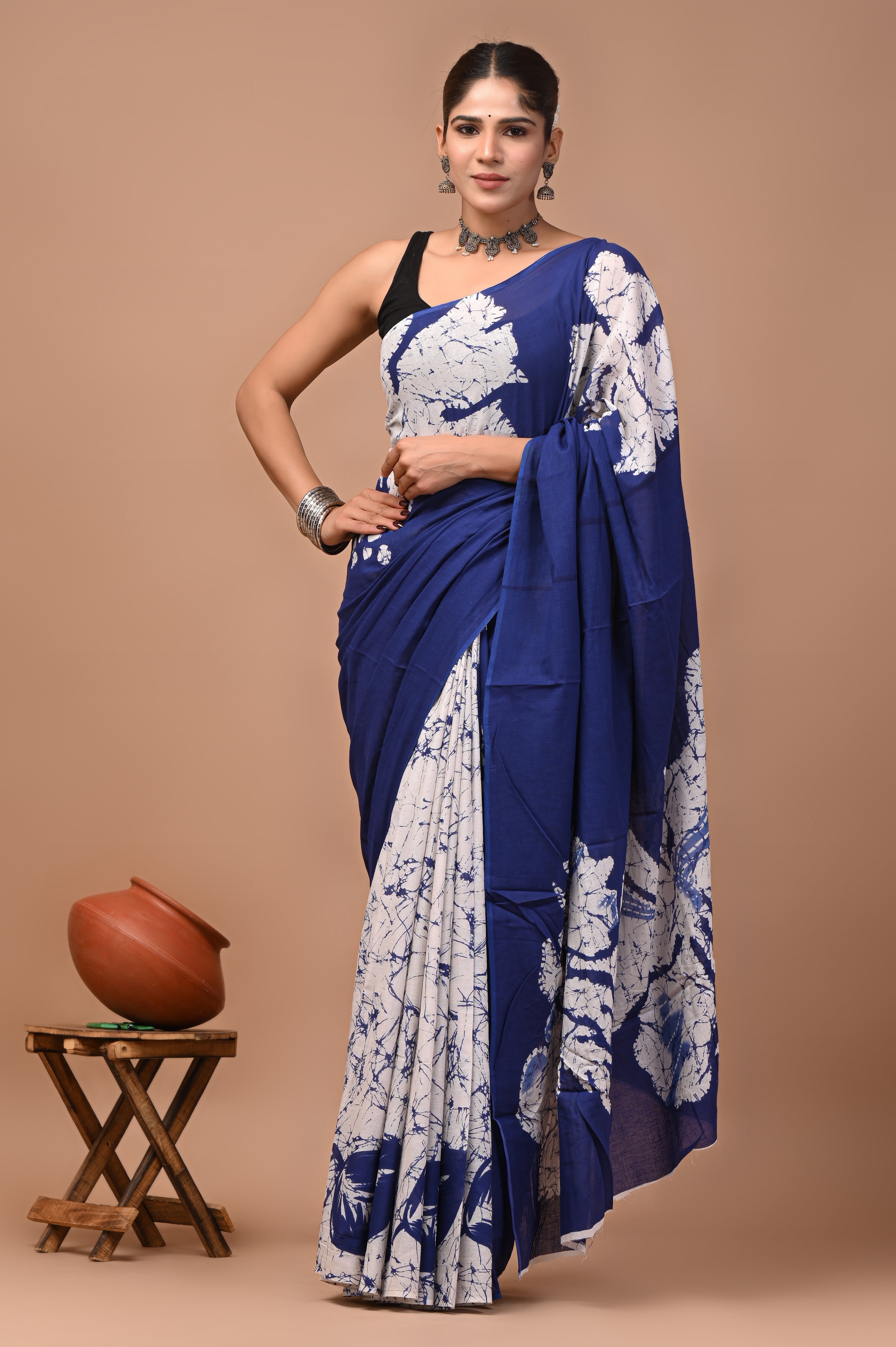 Mulmul Cotton – Deep indigo blue