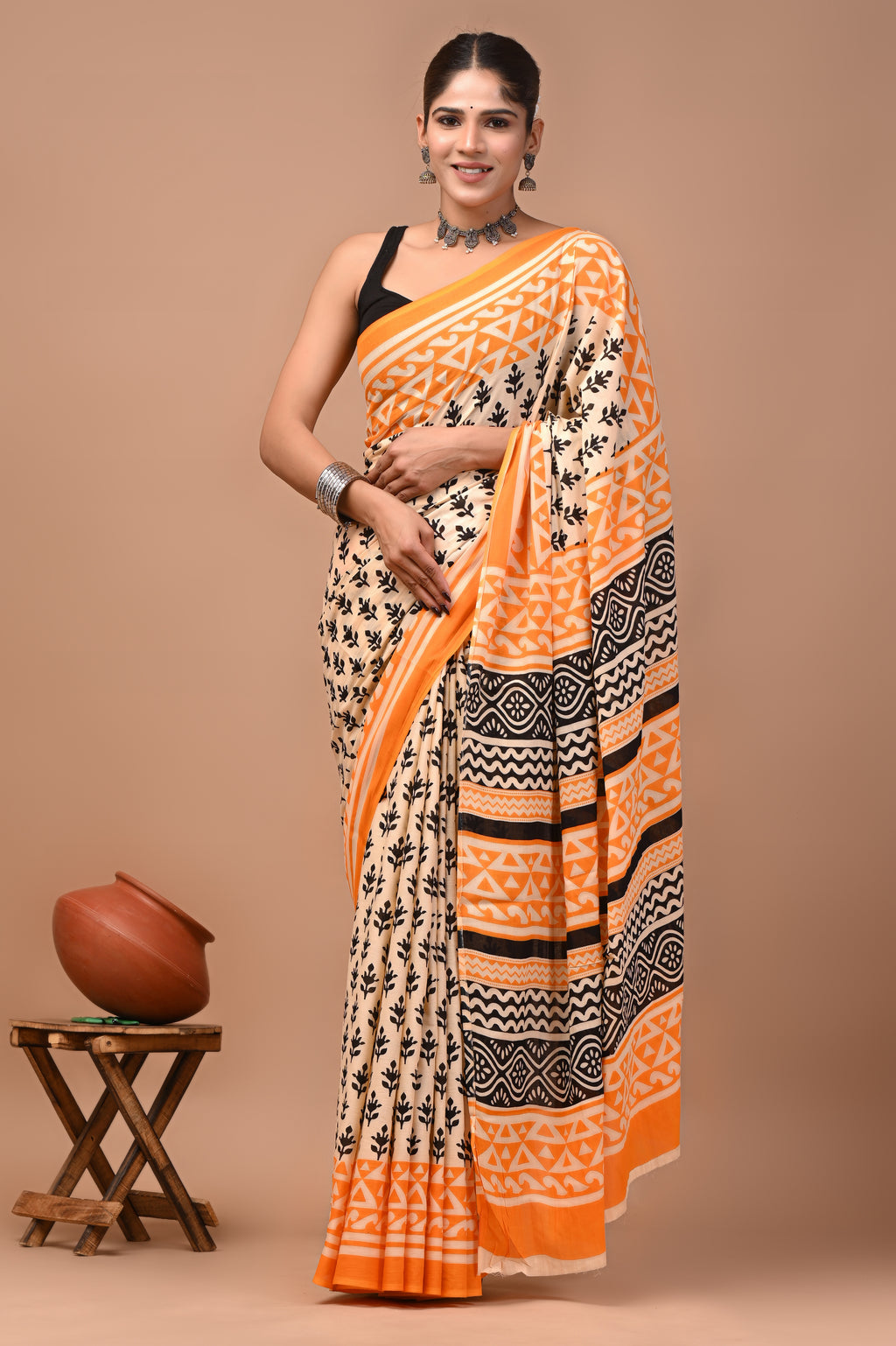 Mulmul Cotton – Bright warm orange