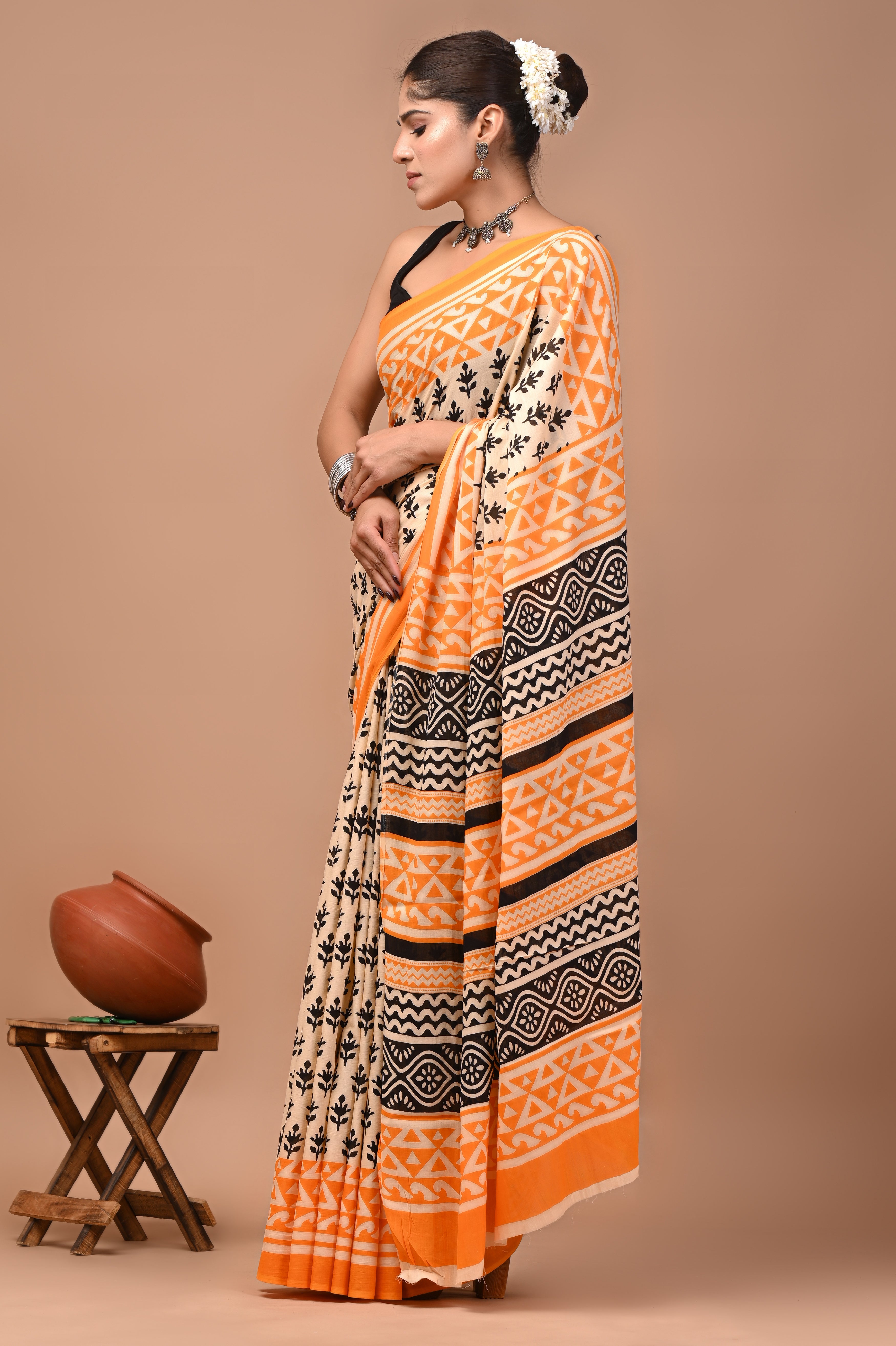 Mulmul Cotton – Bright warm orange