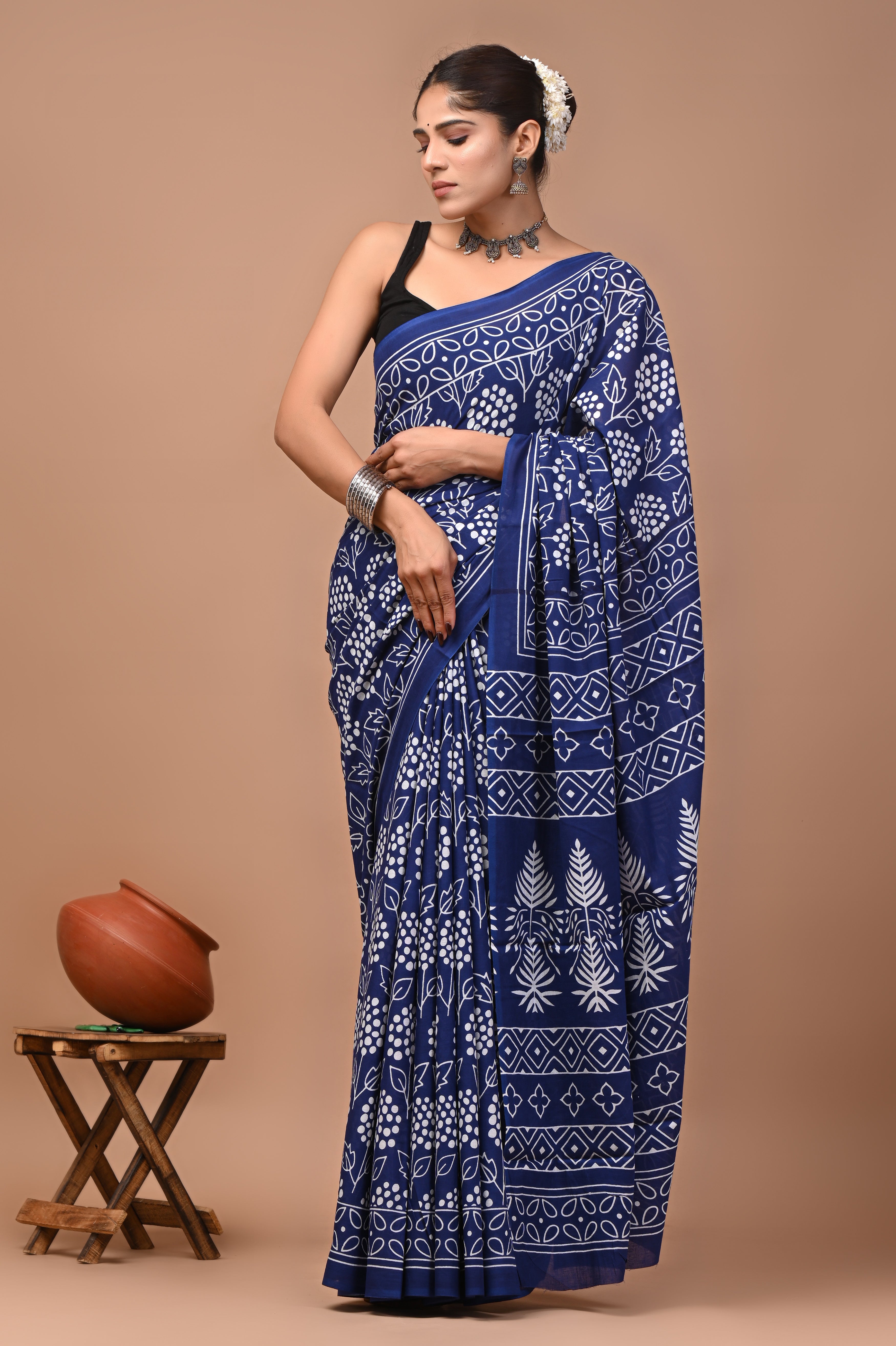 Mulmul Cotton –  Deep indigo blue