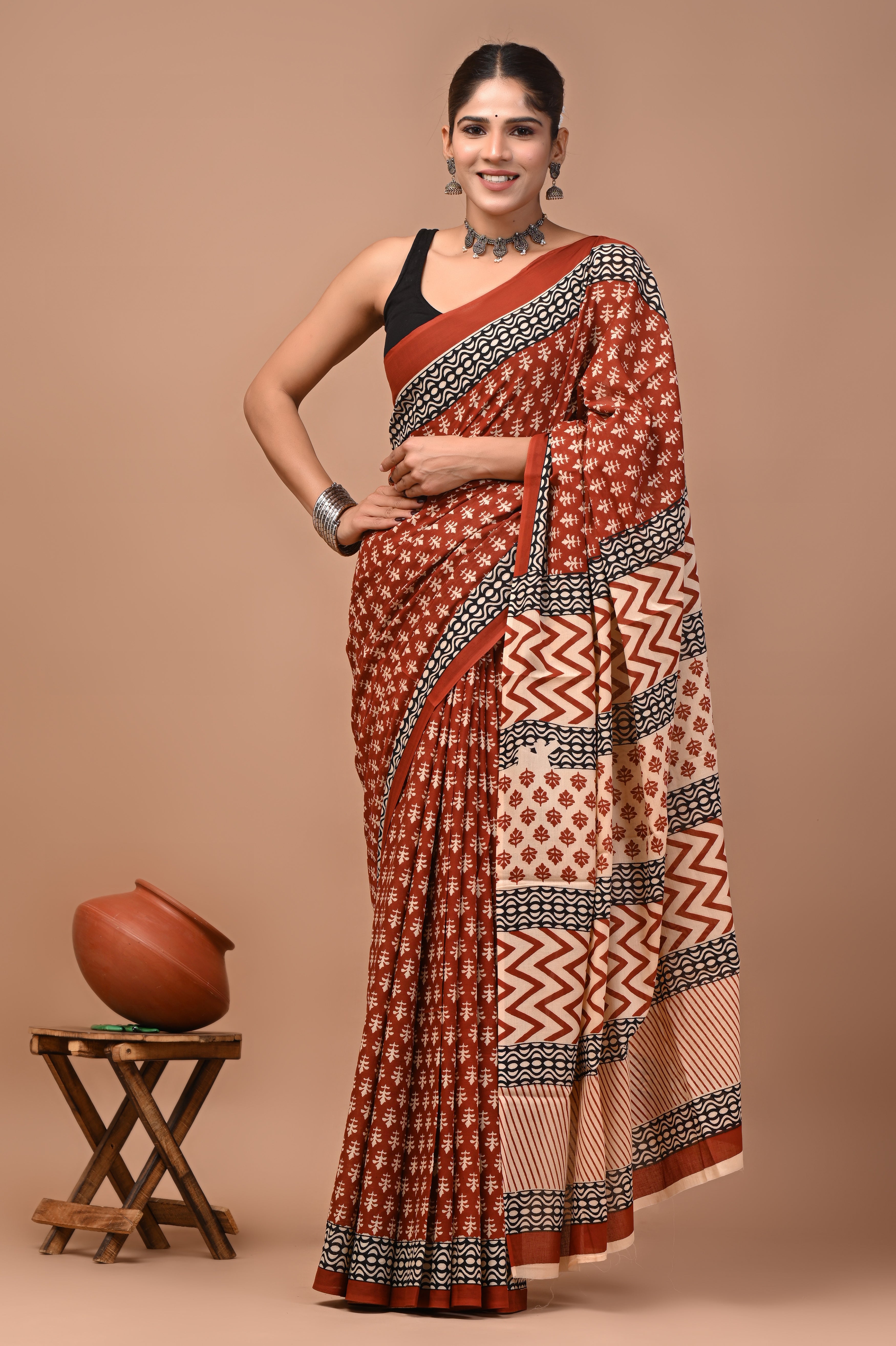 Mulmul Cotton –  Warm coral red