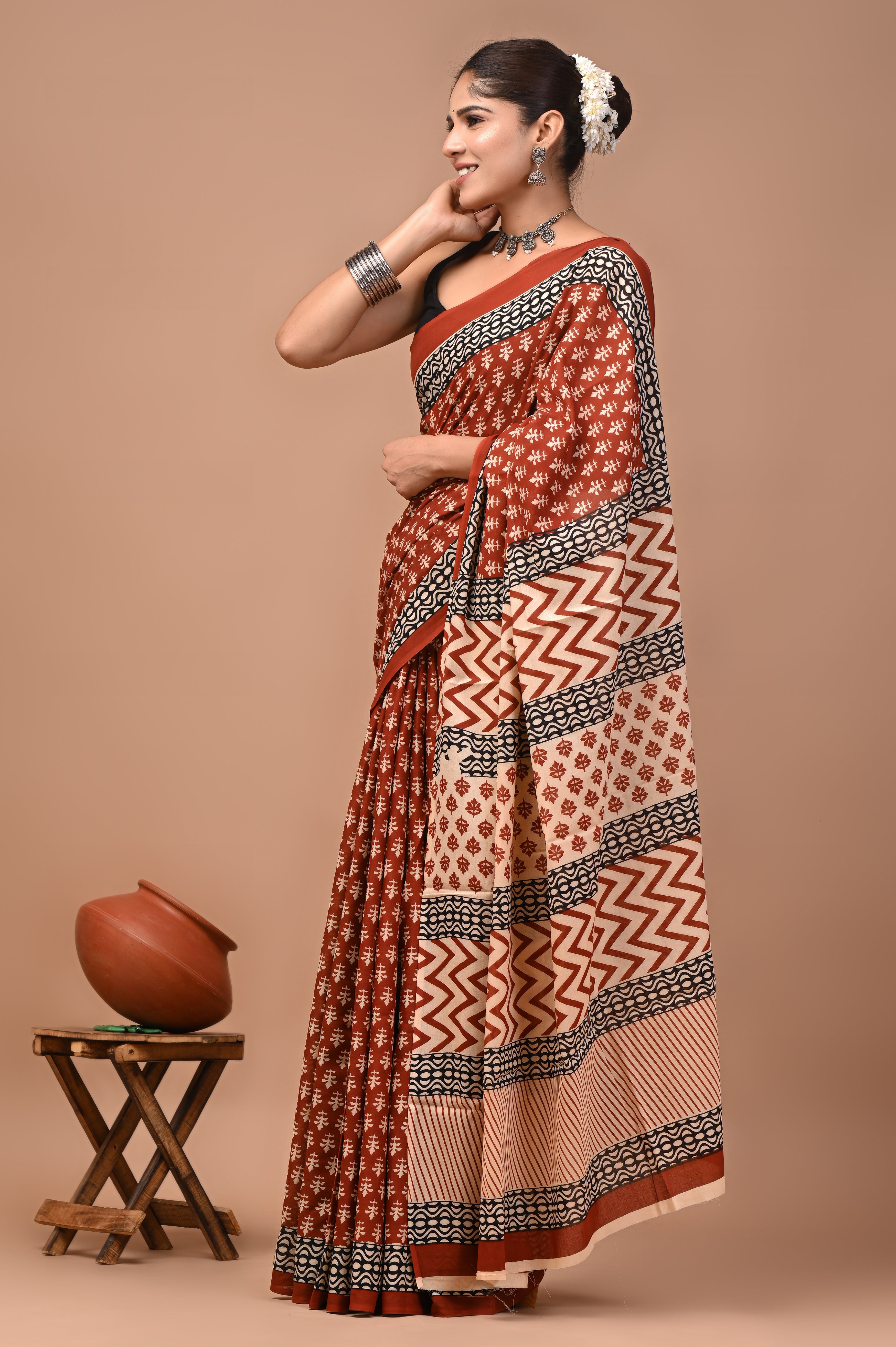 Mulmul Cotton –  Warm coral red