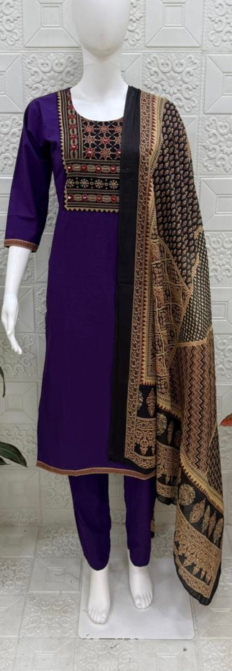 Dhabu Cotton 3-Piece Set - Deep Royal Blue