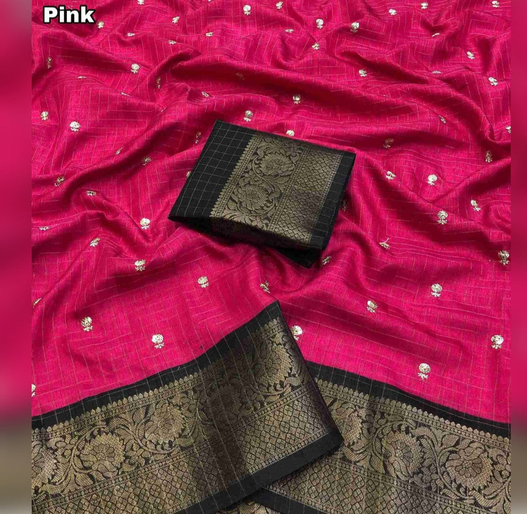 Dola Chex Printed Saree - Pink