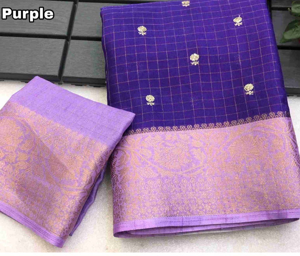 Dola Chex Printed Saree - Purple
