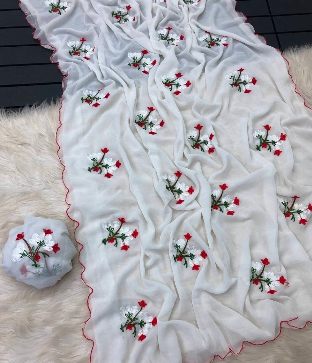 Faux Georgette - White