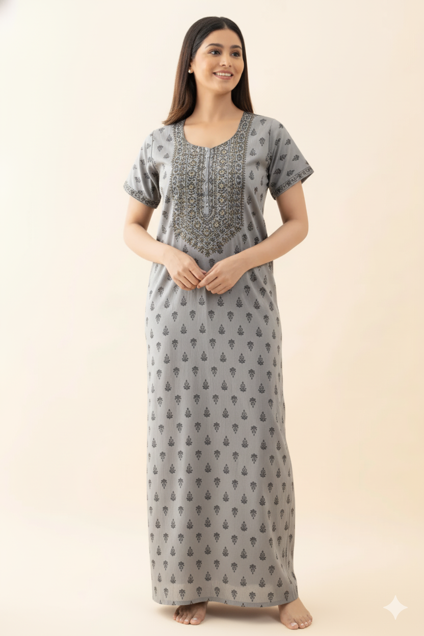 Nighty floral grey