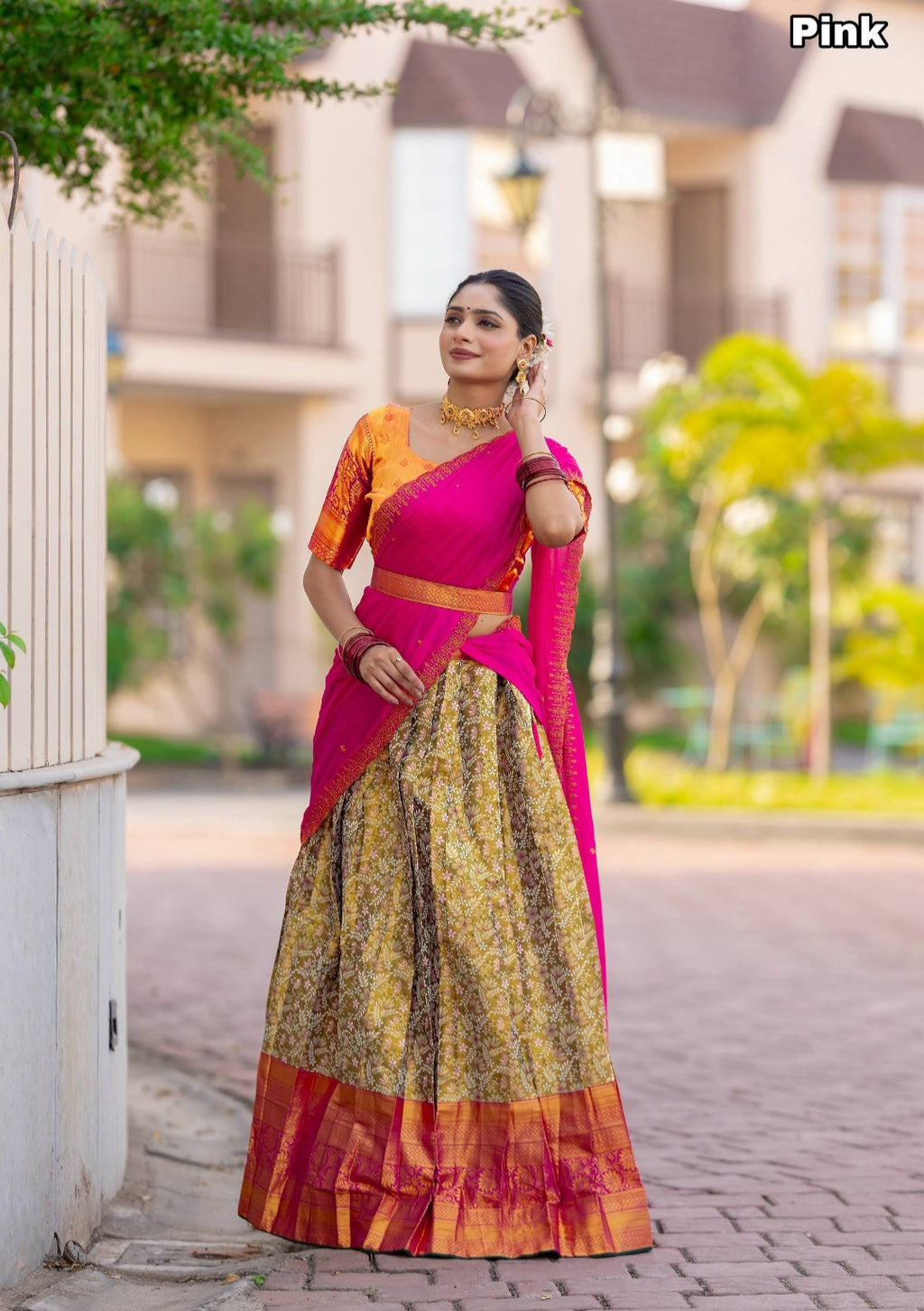 Navratri Half Sarees - Pink