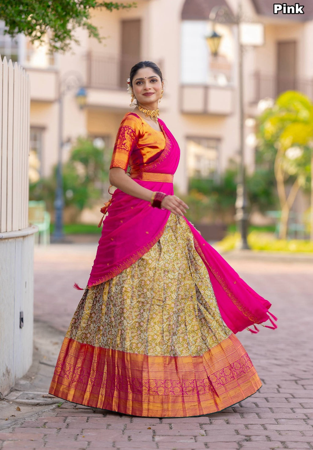 Navratri Half Sarees - Pink
