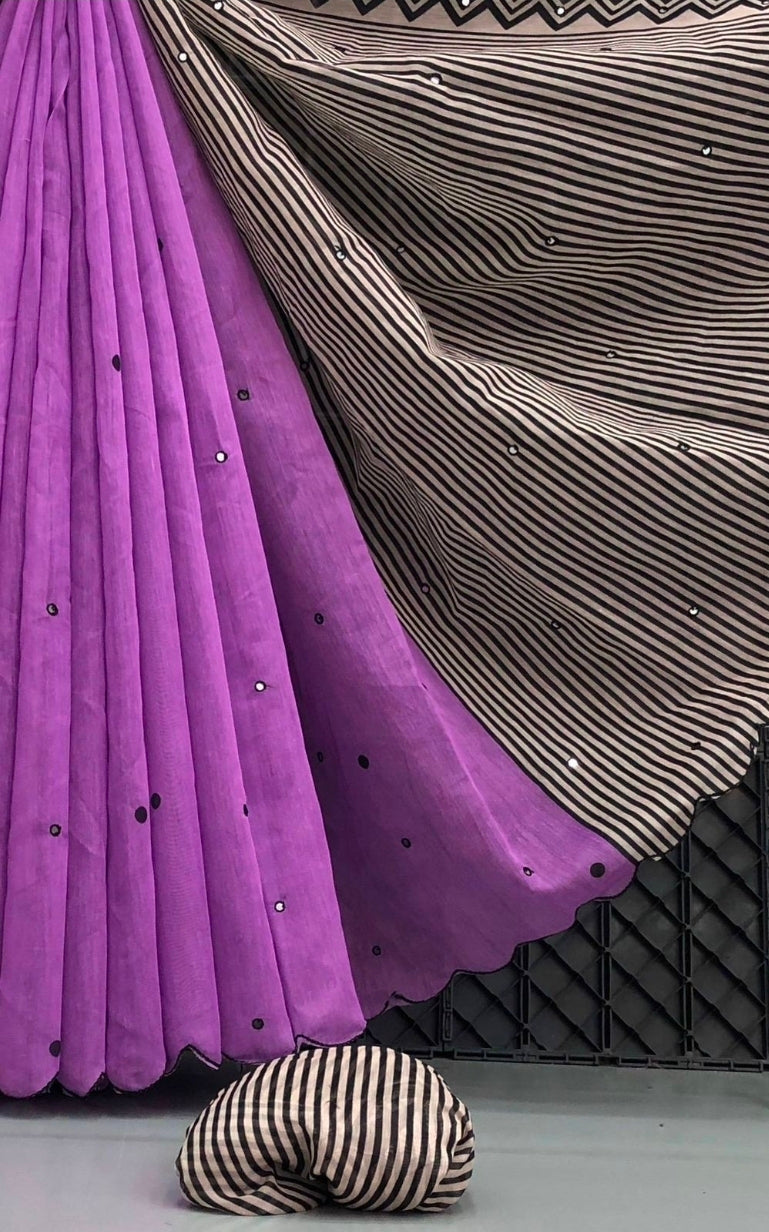 Chenderi Saree - Deep muted purple