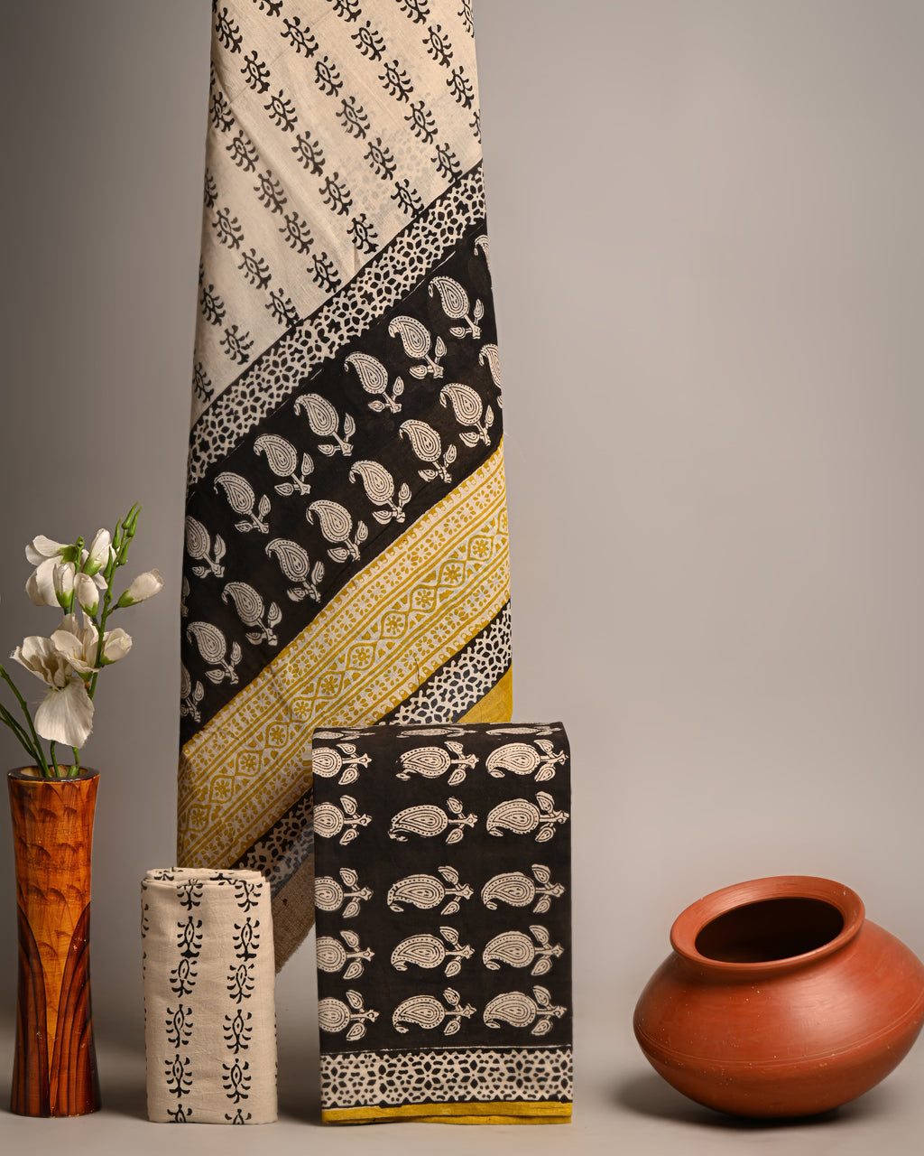Unstitched Material- Soft muted gold