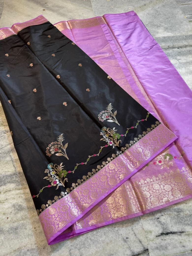 Banarasi semi kattan premium saree - Soft orchid purple