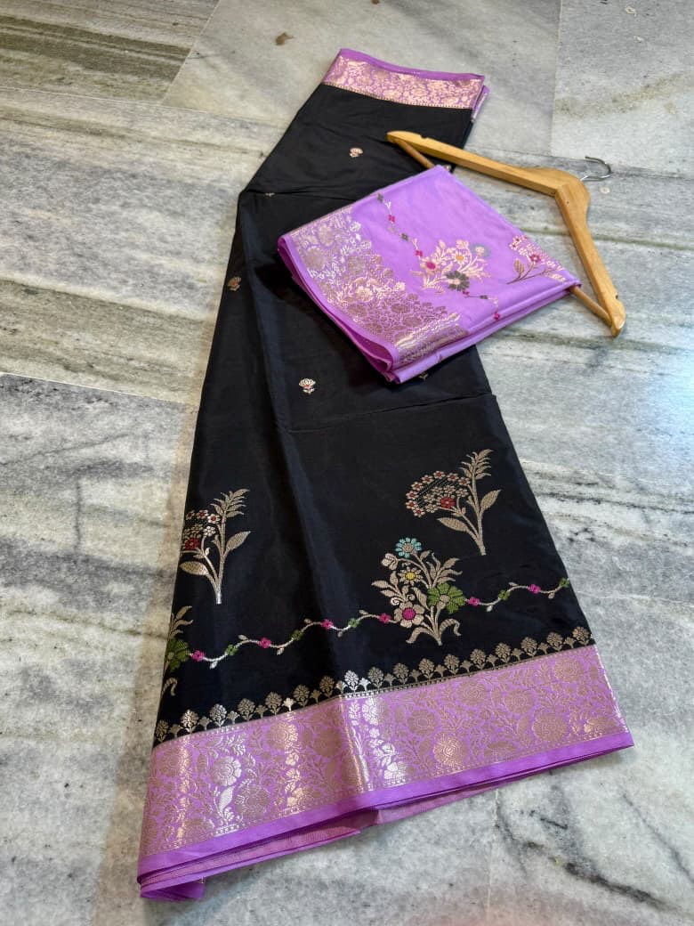 Banarasi semi kattan premium saree - Soft orchid purple