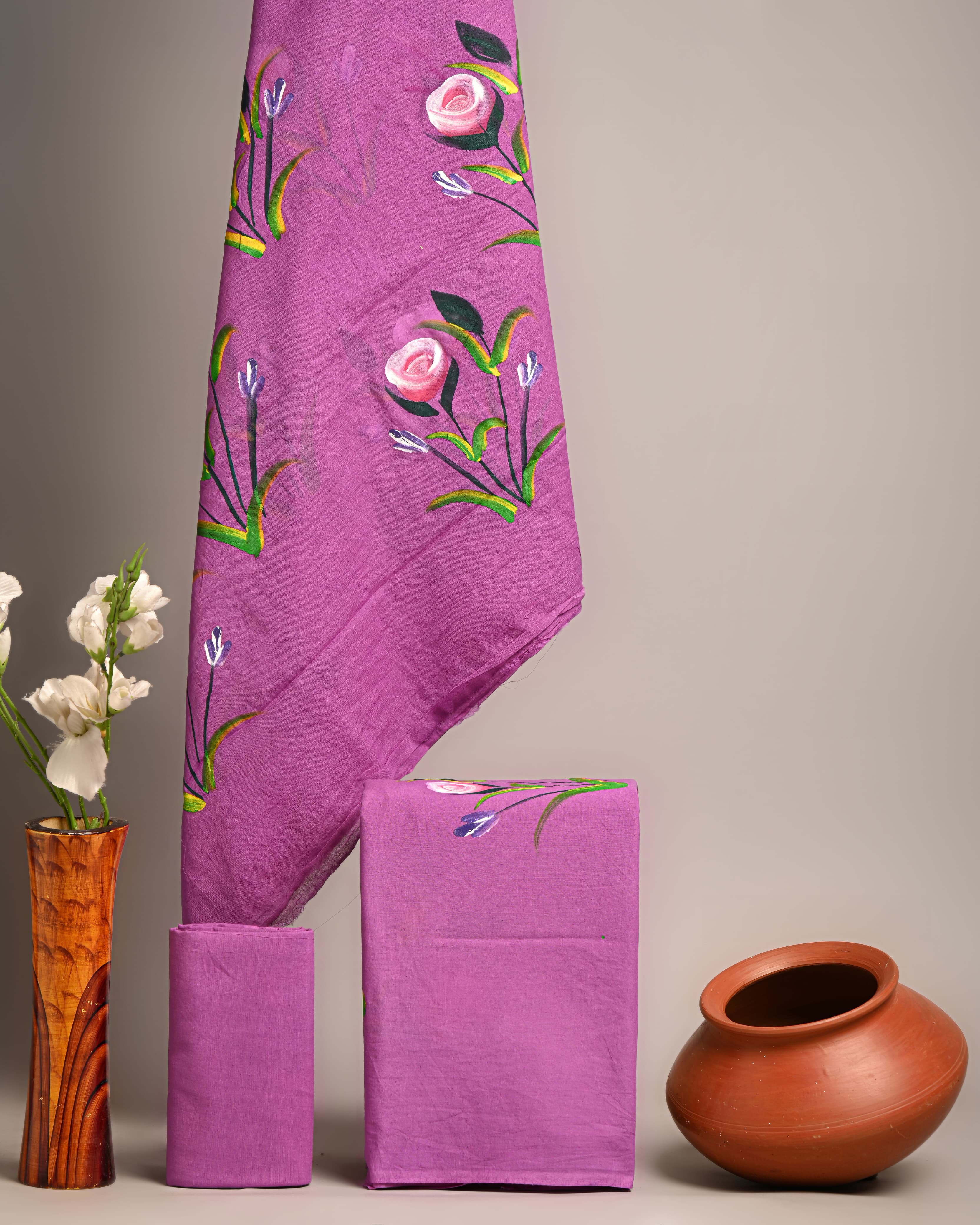 Unstitched Material - Rosy Orchid Pink