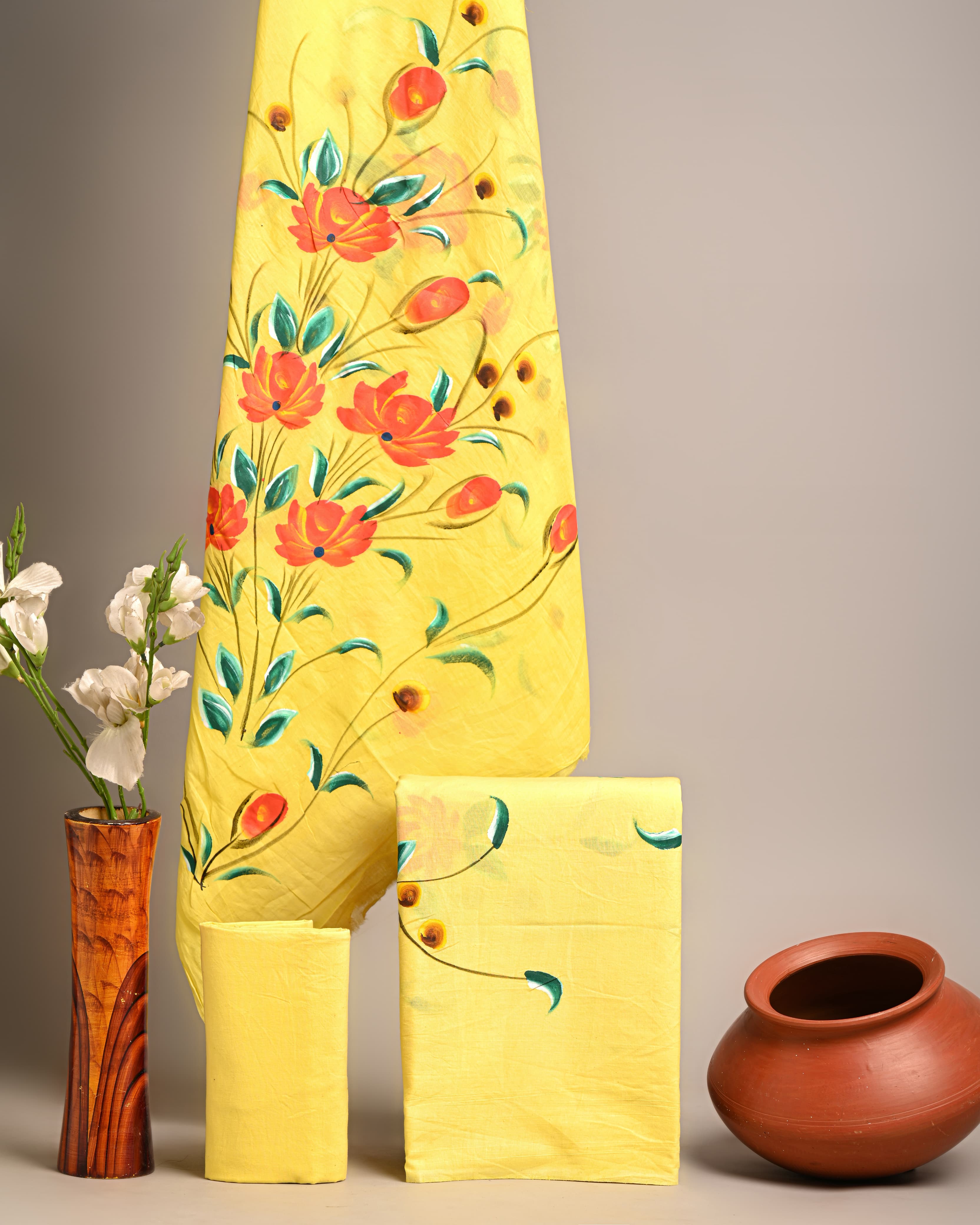 Unstitched Material - Bright Honey Yellow