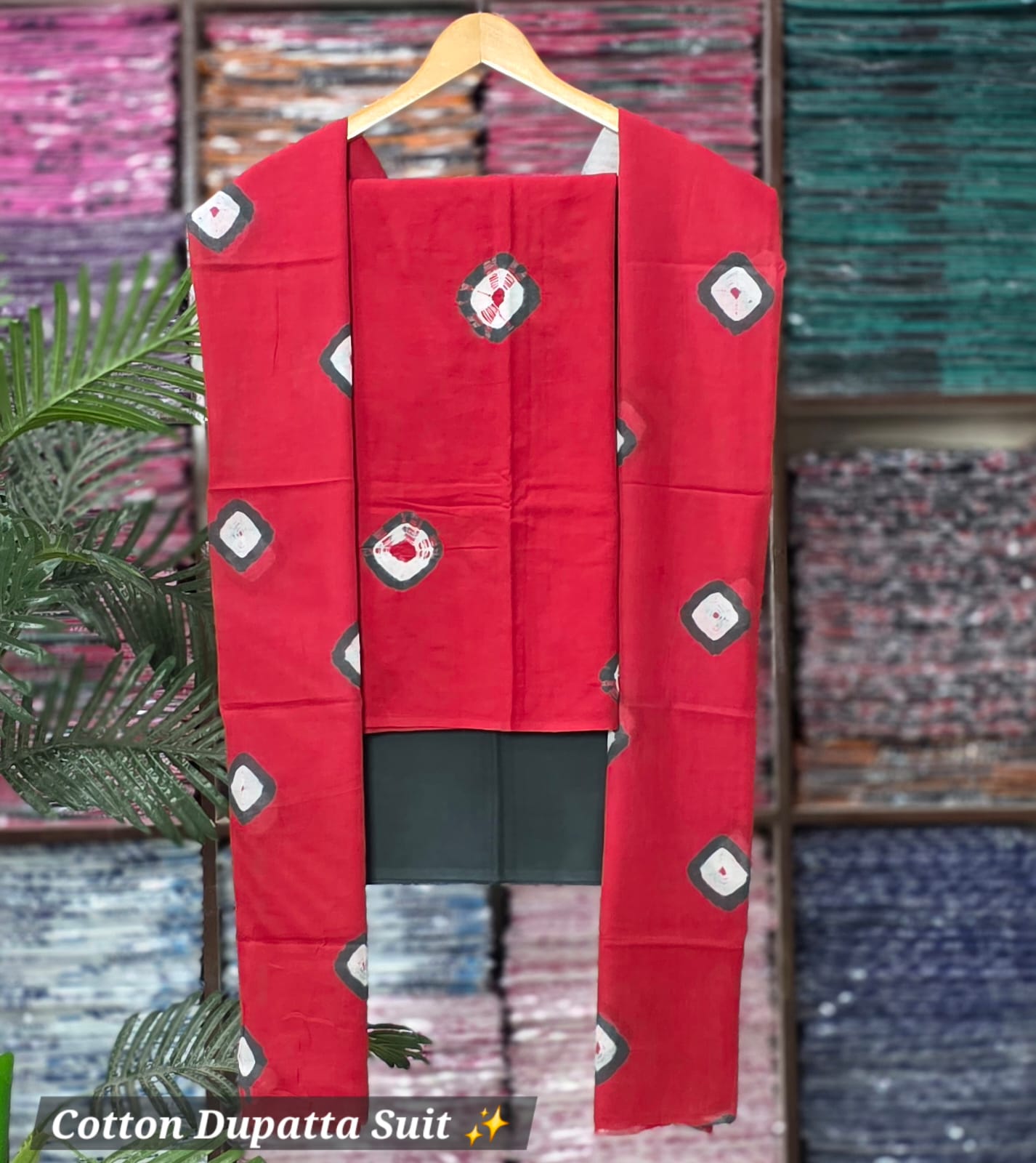 Unstitched Material- Rich deep crimson red