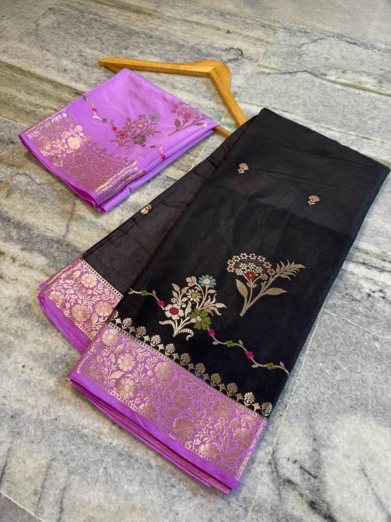 Banarasi semi kattan premium saree - Soft orchid purple