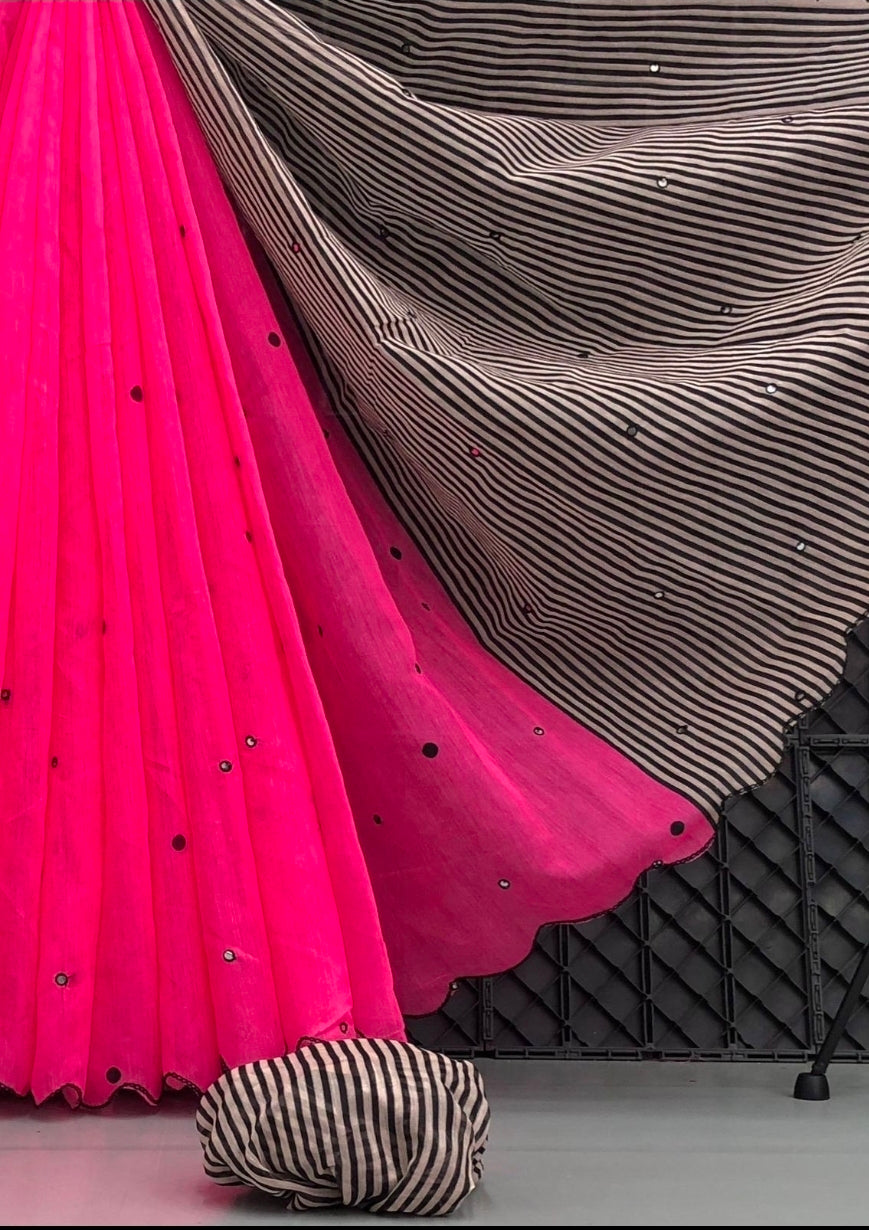 Chenderi Saree - Pink-magenta
