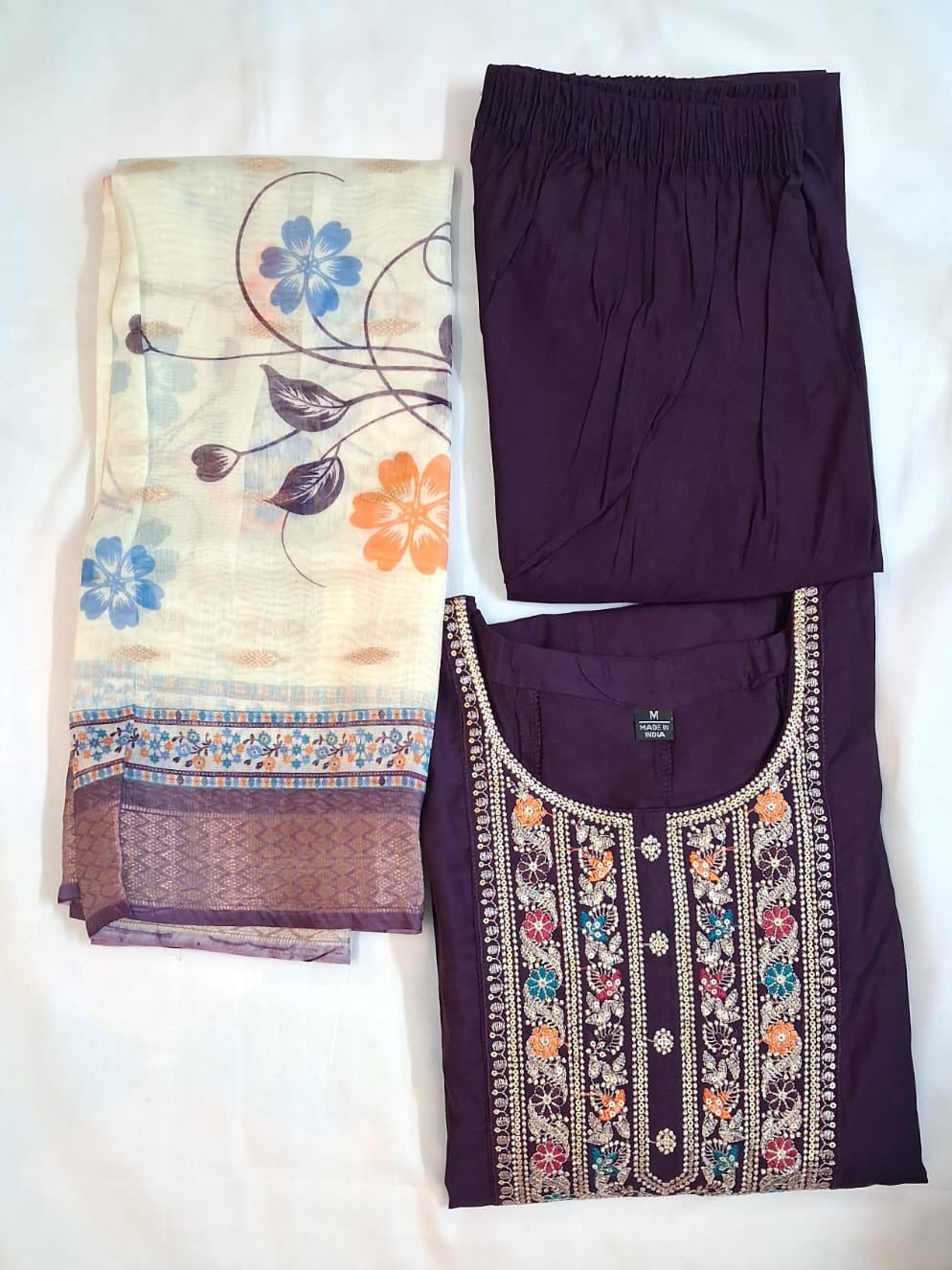 Purple 3-Piece Kurti Set