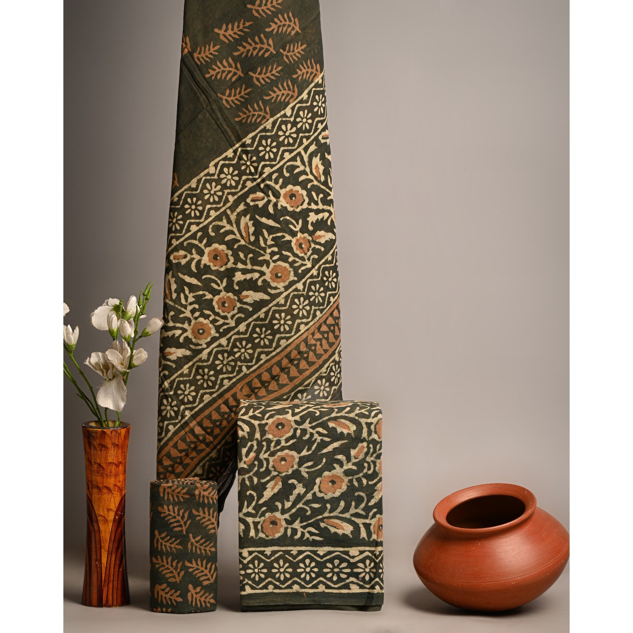 Unstitched Material- Earthy olive brown