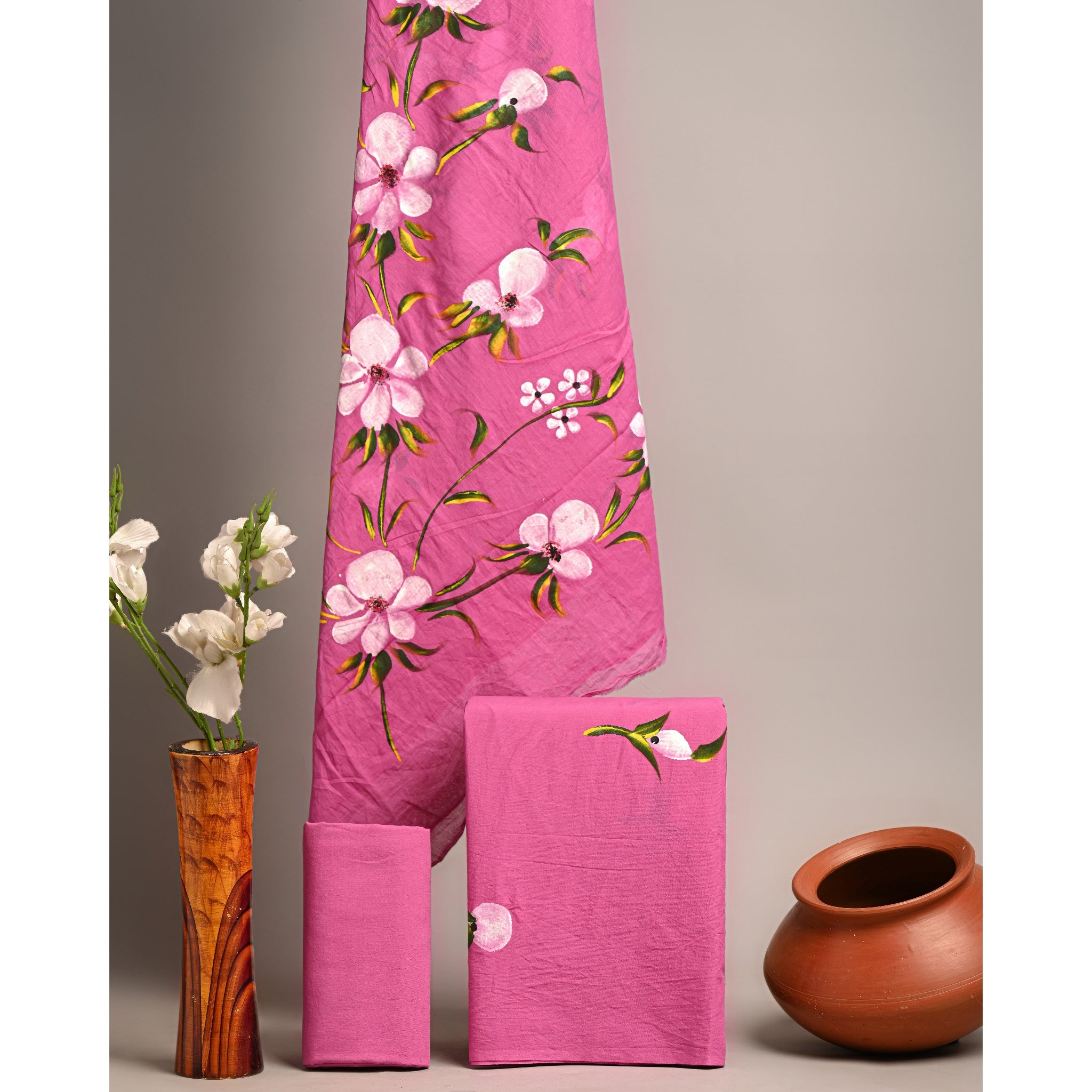 Unstitched Material- Bright pink