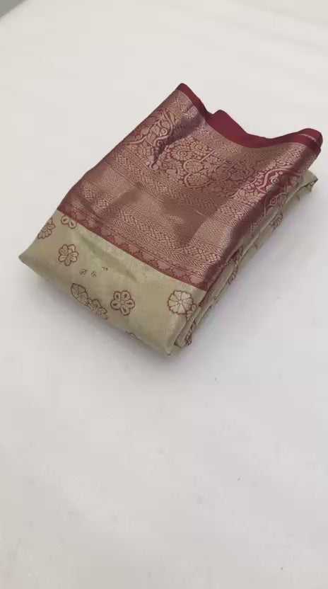 Kanjiviram Pattu Silk Saree - Sage Brown