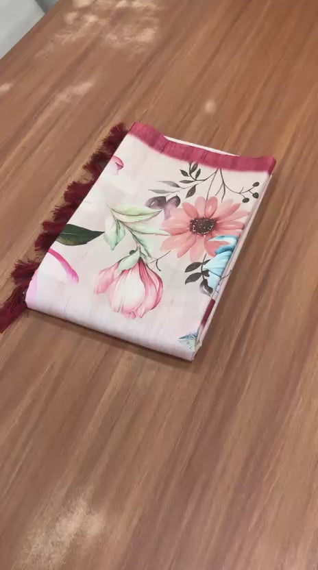 Smooth silk red saree