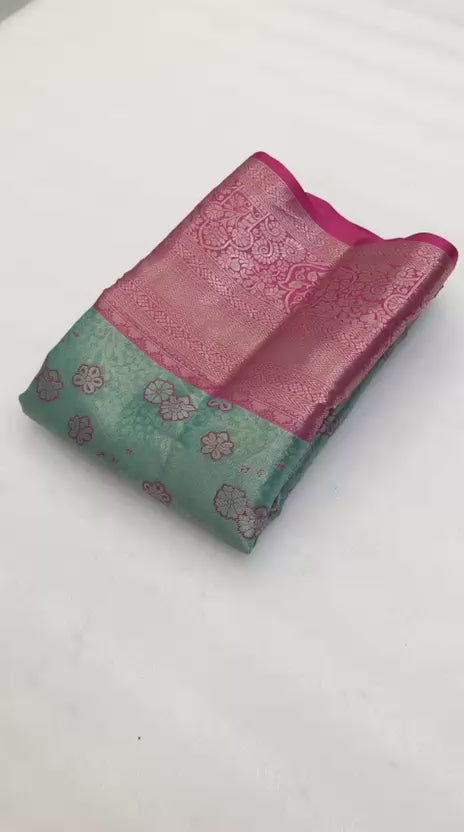 Kanjiviram Pattu Silk Saree - Muted Teal Green