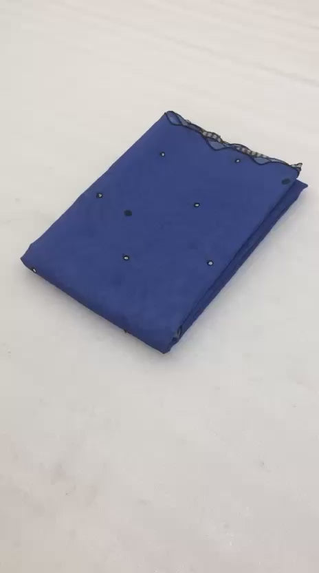 Chenderi Saree - Deep navy blue