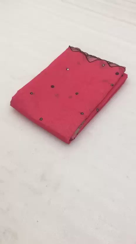 Chenderi Saree - Coral red